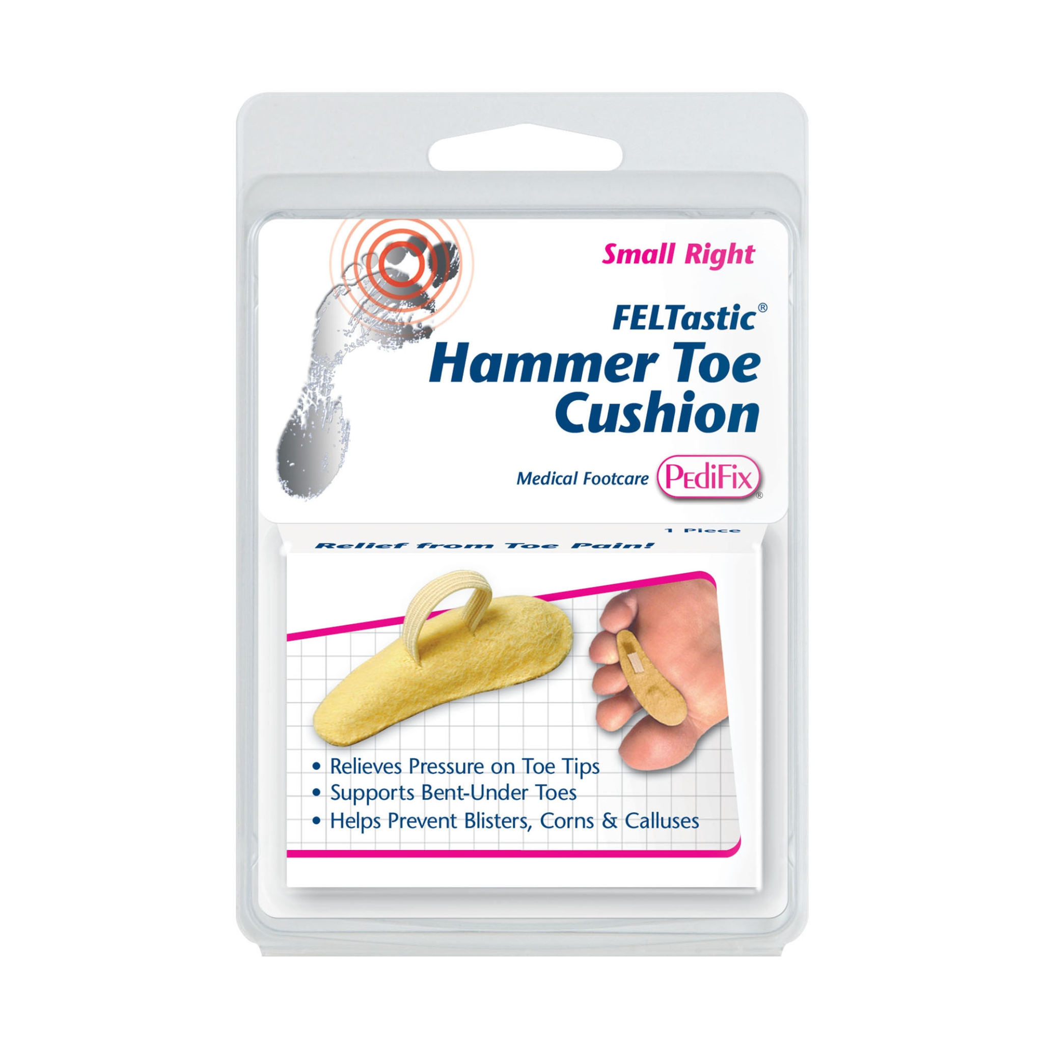 PediFix, Hammer Toe Cushion, Small Right, Cushioned Relief and Support, 1 Each - Pharmaful