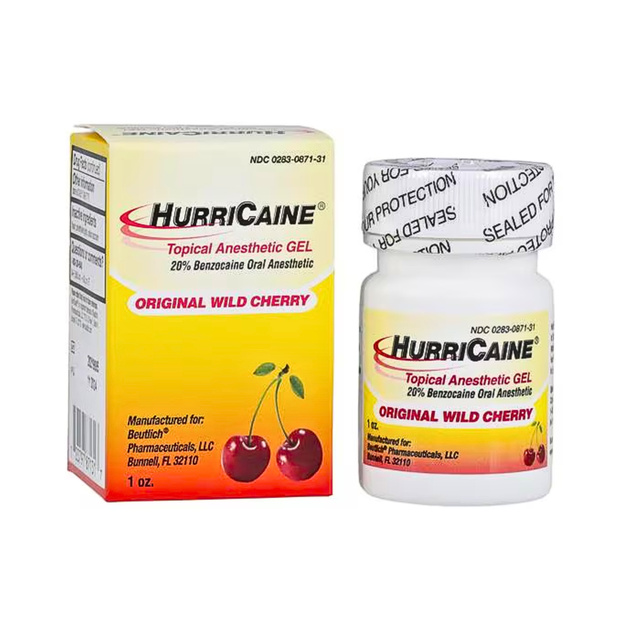 HURRICAINE, Topical Oral Anesthetic Gel, Wild Cherry Flavor for Fast Pain Relief, 1 oz