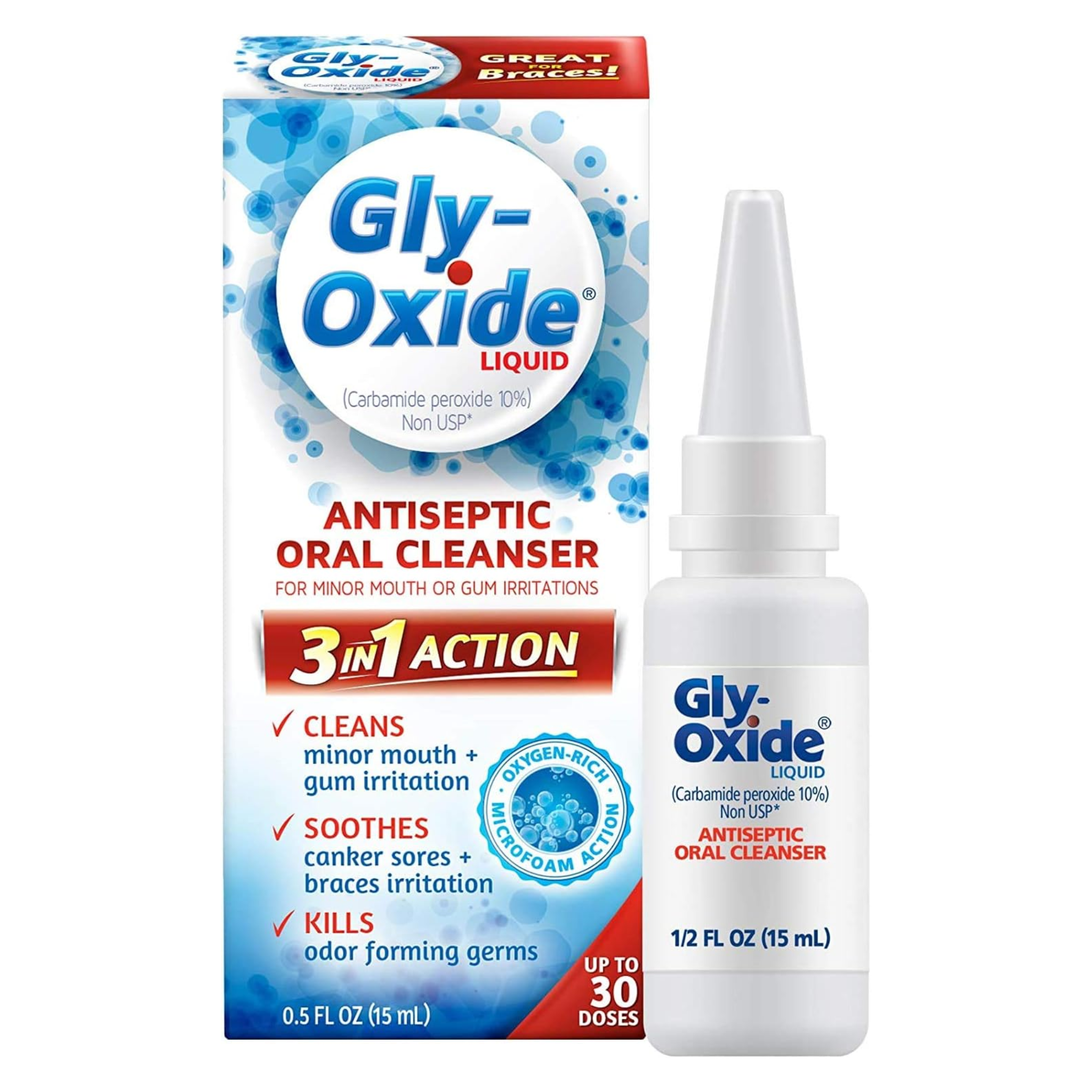 Gly-Oxide, Liquid Antiseptic Oral Cleanser for Soothing and Cleaning, 0.5 FL OZ