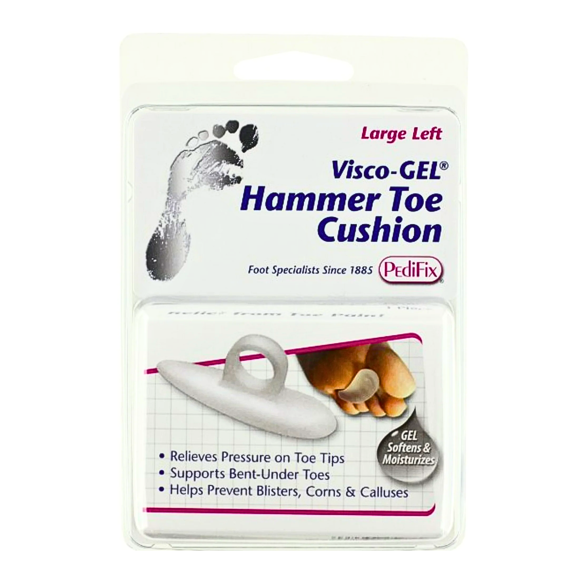 PediFix, Visco-GEL Hammer Toe Cushion, Large Left, Cushioned Relief for Toe Comfort, 1 Each - Pharmaful
