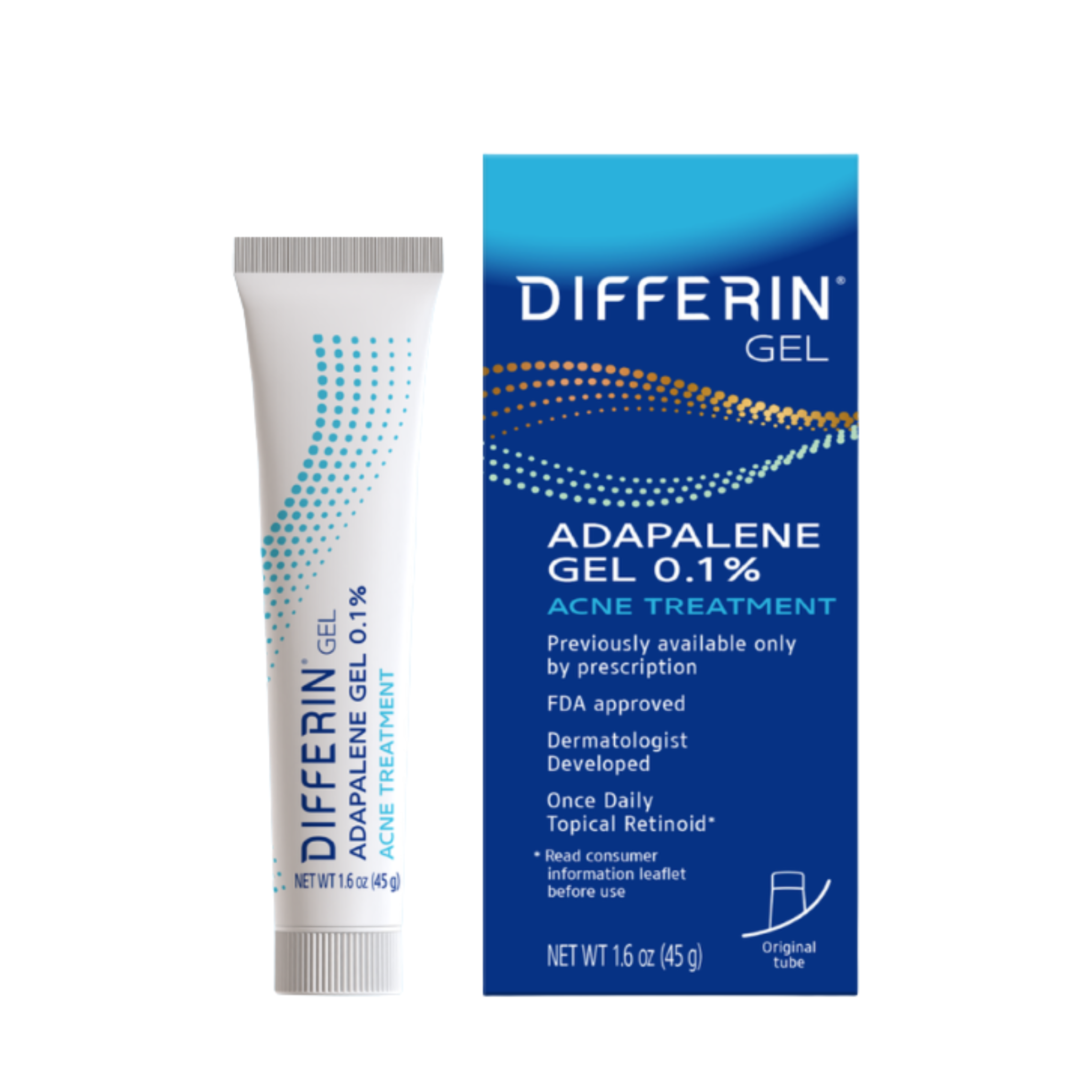 Differin, Adapalene Gel 0.1% Acne Treatment with Retinoid, Clear Skin Formula, 1.6 oz - Pharmaful