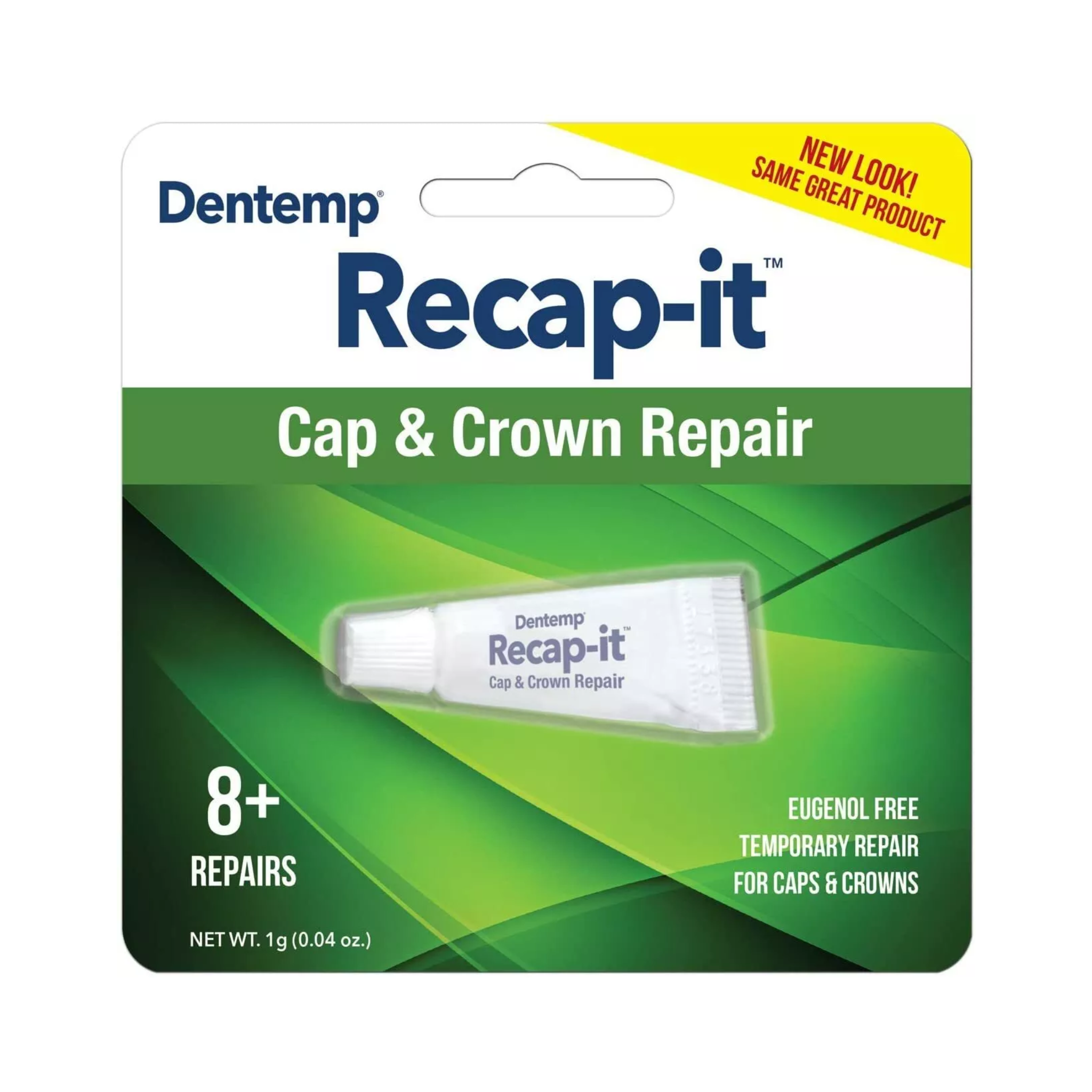 Recapit, Loose Cap Dental Repair, Temporary Fix for Secure Hold, 8 Repairs