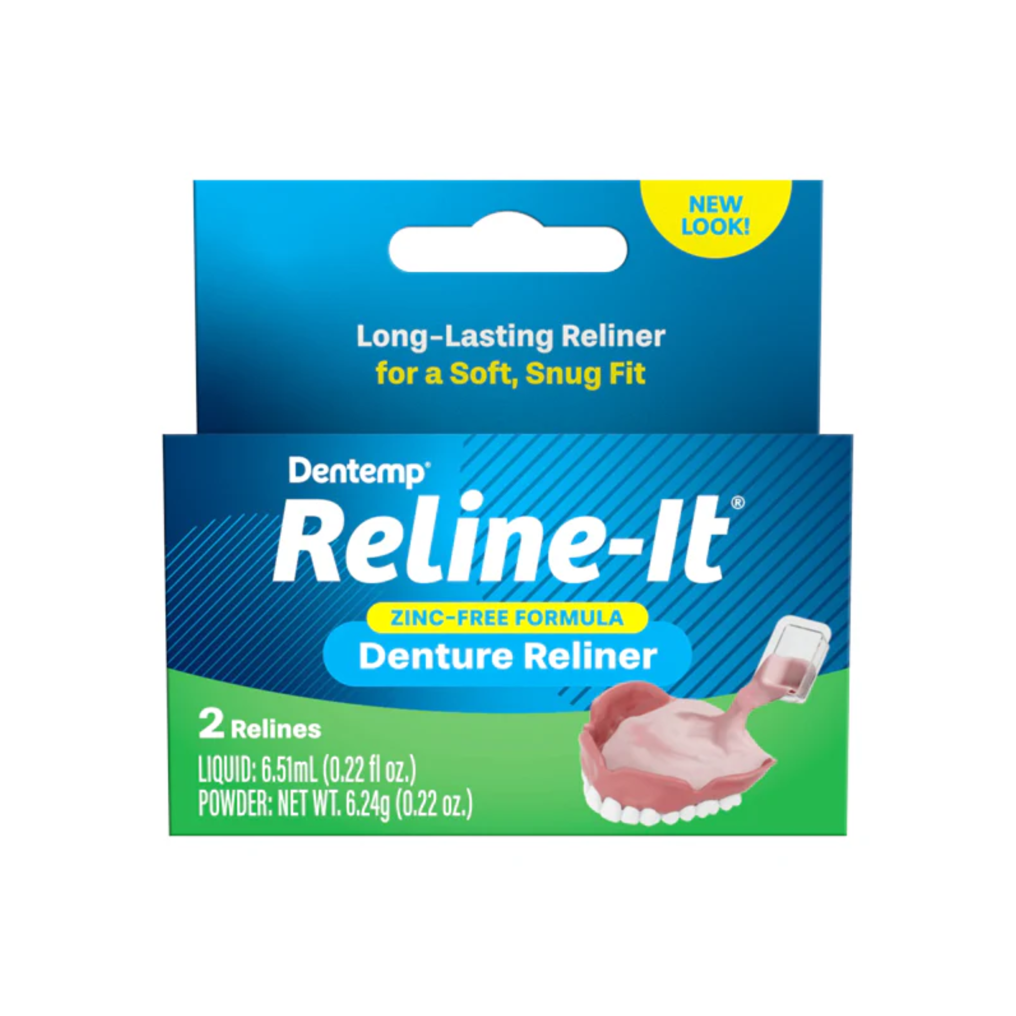 Dentemp, Denture Reline Kit, Refits and Tightens Upper & Lower Dentures for Comfort and Secure Fit, 2 Relines