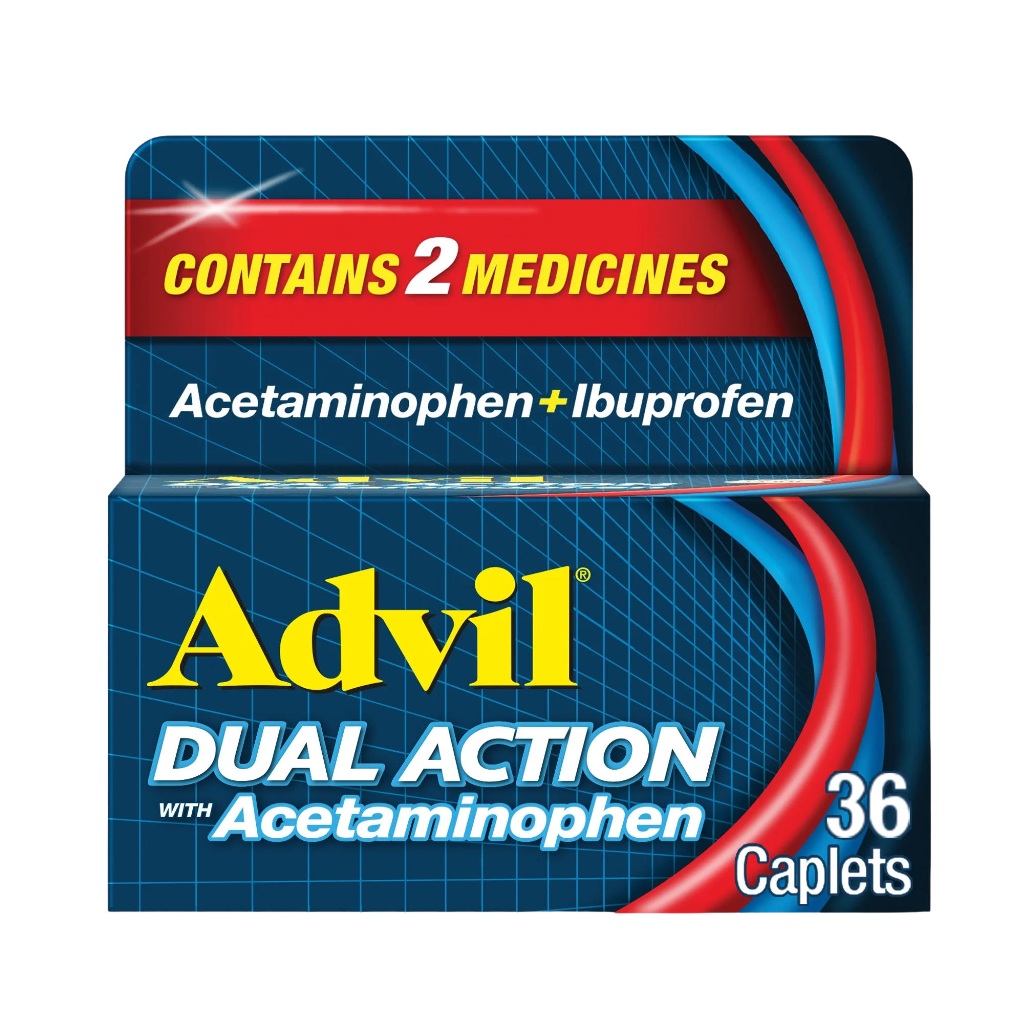 Advil, Dual Action Pain Relievers, Coated Caplets with Ibuprofen and Acetaminophen for Targeted Relief, 36 Count