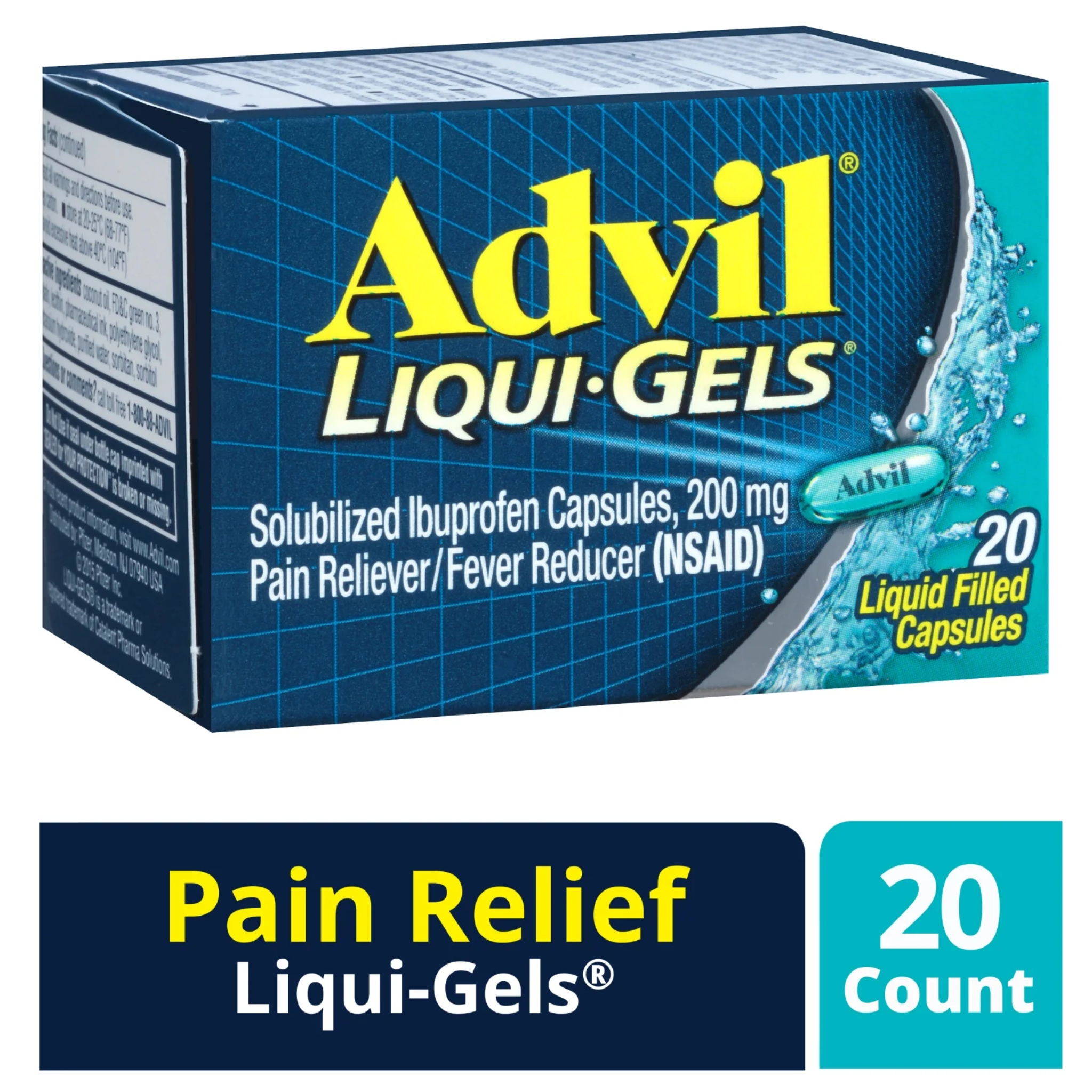Advil, Liqui-Gels Pain Relievers, Fast-Acting Headache Relief and Fever Reducer with Ibuprofen, Liquid Filled Capsules, 200 mg, 20 Count