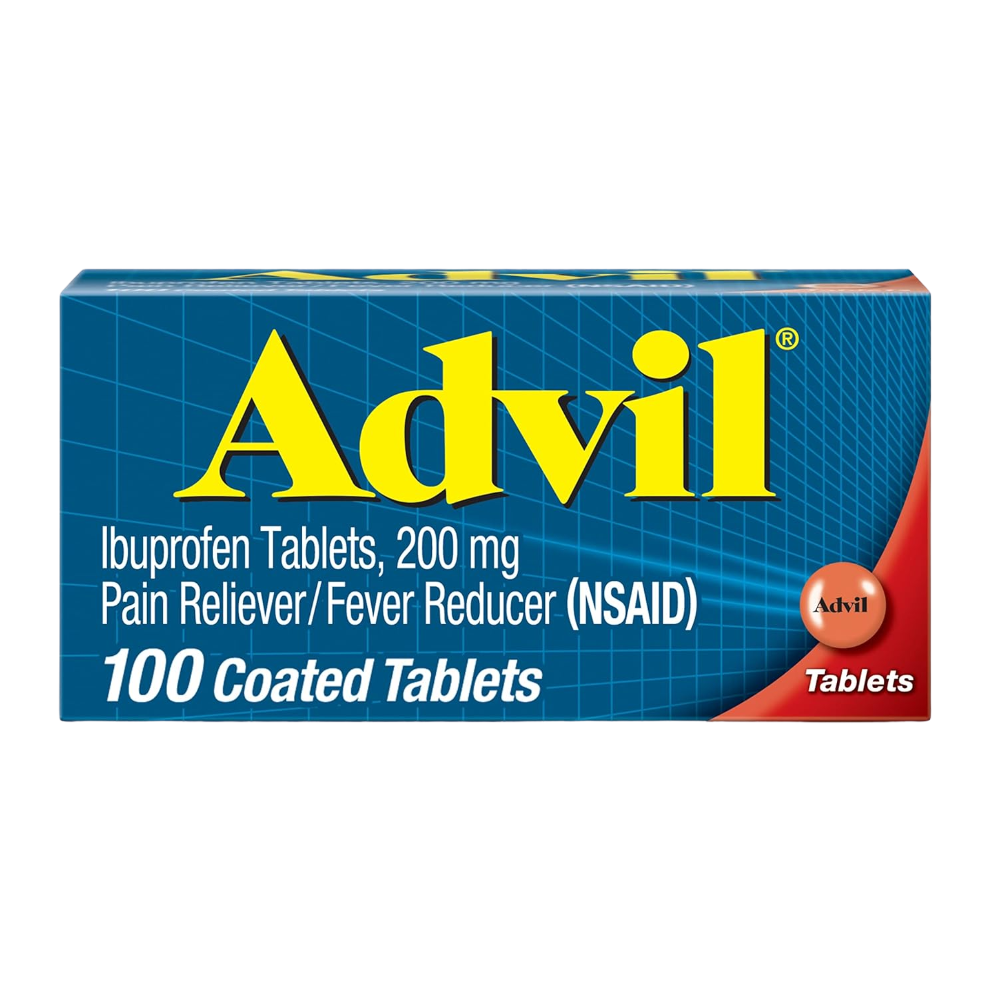 Advil, Pain Reliever and Fever Reducer, Ibuprofen 200mg for Headache, Backache, Menstrual and Joint Support, 100 Coated Tablets