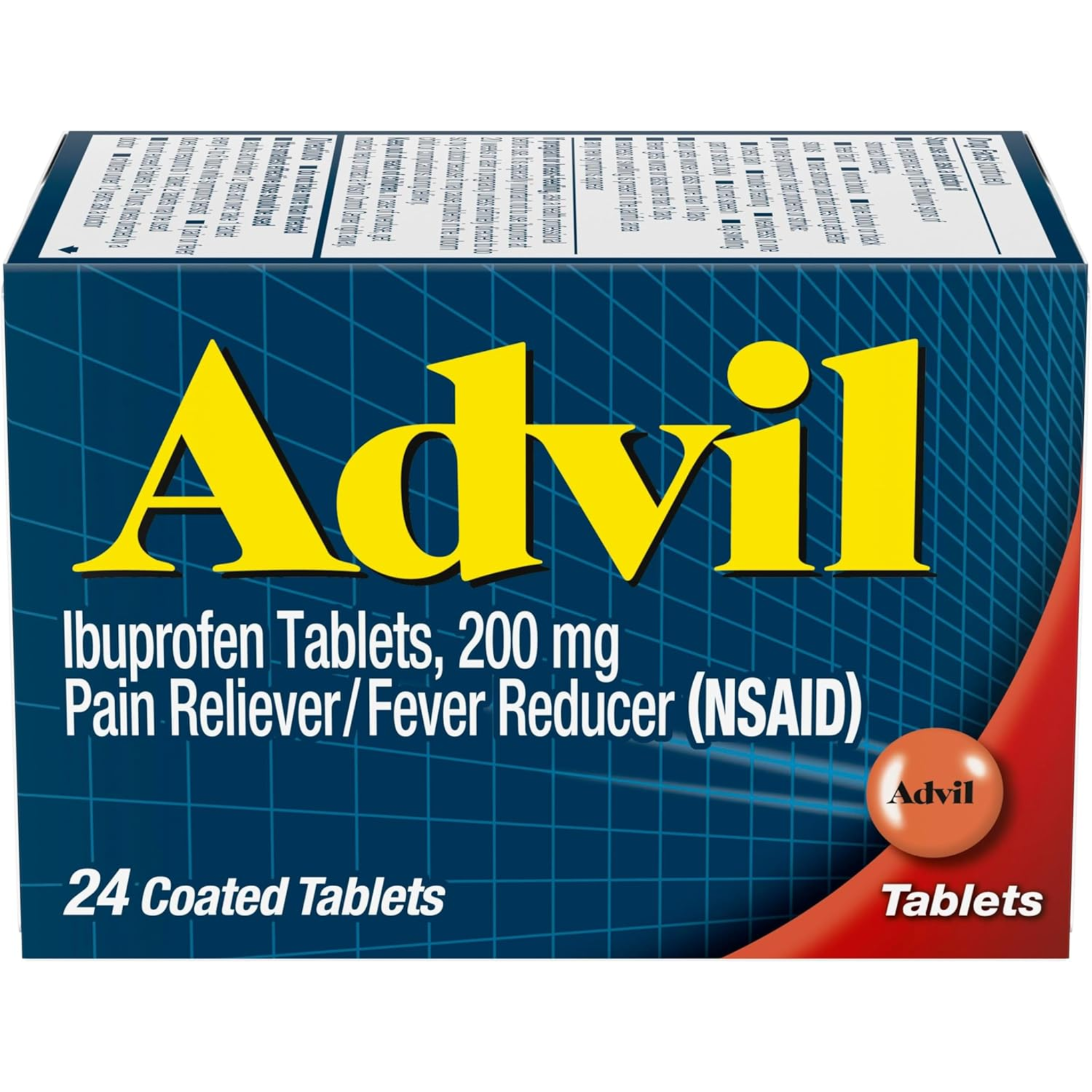 Advil, Pain Reliever and Fever Reducer, Ibuprofen Tablets for Effective and Convenient Pain Relief, 200 mg, 24 Coated Tablets