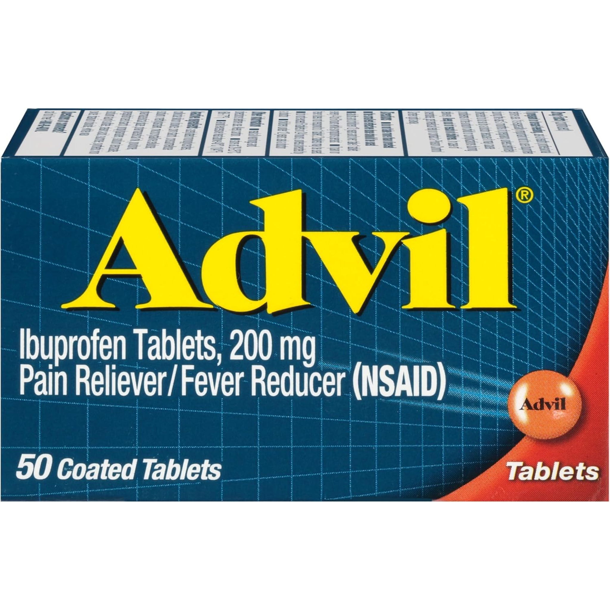 Advil, Pain Reliever and Fever Reducer, Ibuprofen Tablets with Long-Lasting Relief, 200 mg, 50 Coated Tablets