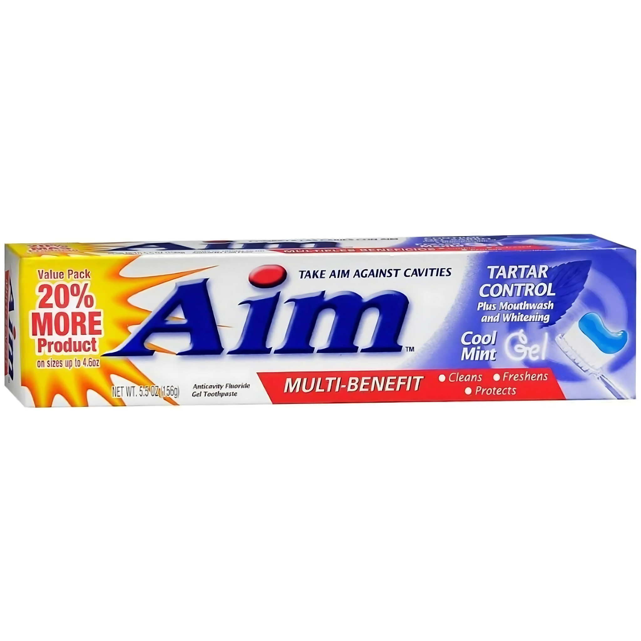 Aim, Toothpaste Gel, Tartar Control with Cool Mint Flavor for Fresh Breath, 5.5 oz - Pharmaful