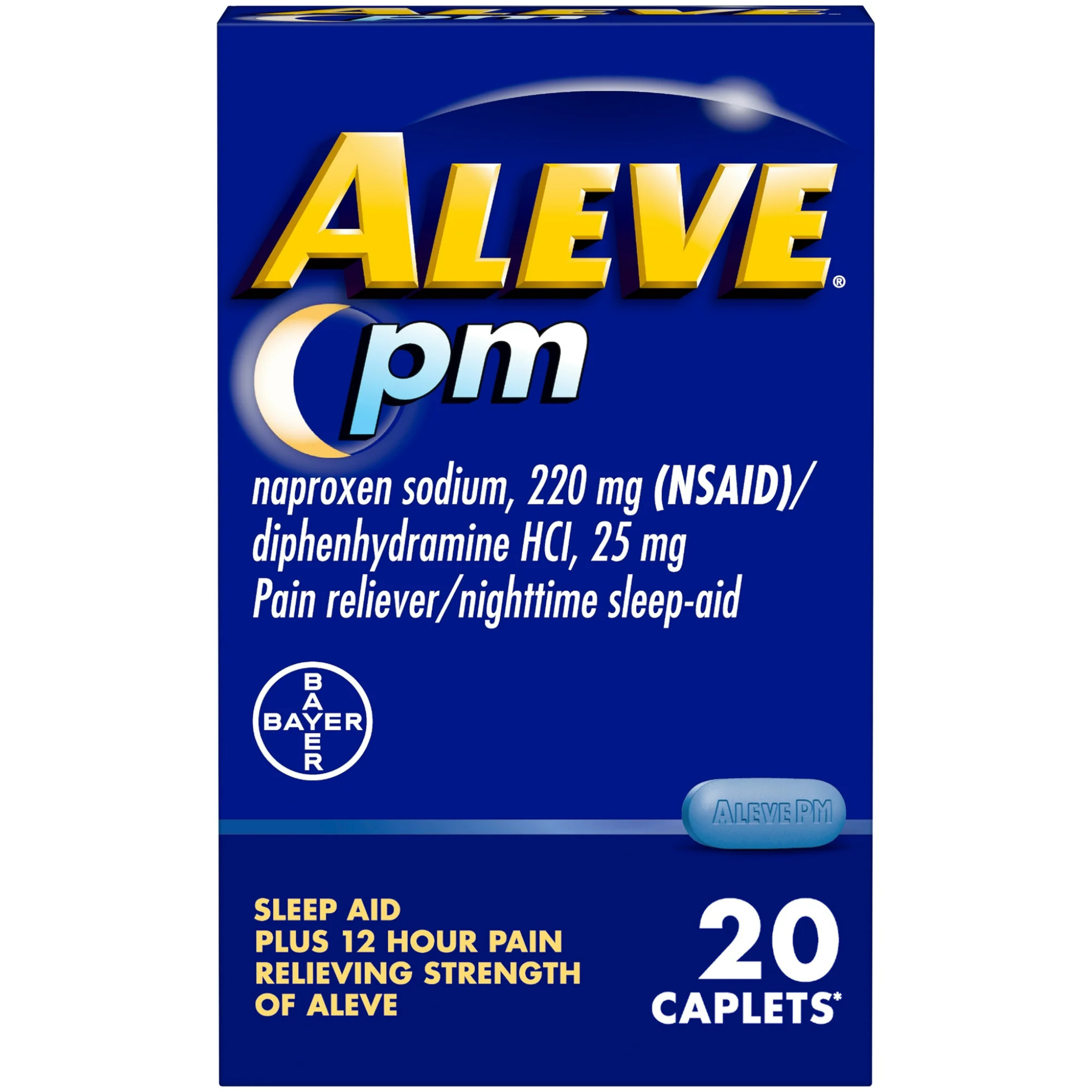 Aleve PM Pain Reliever & Nighttime Sleep Aid Caplets, 20 Count - Pharmaful