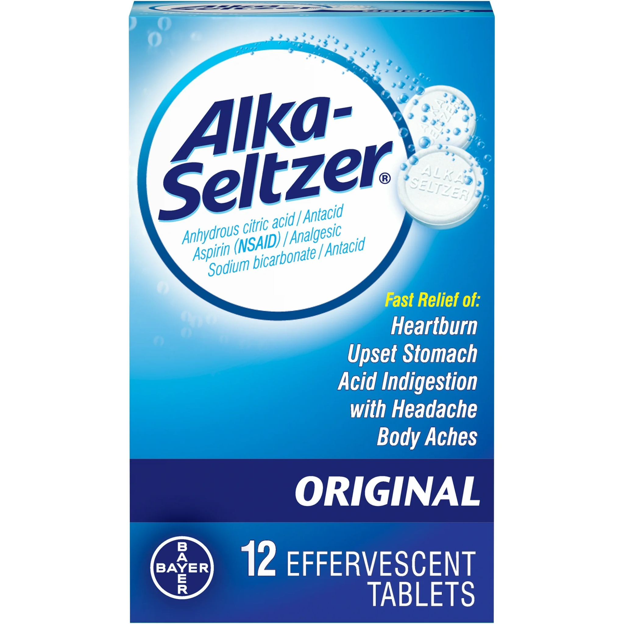 Alka Seltzer Heartburn Relief and Pain Relief Antacid Tablets, 12 Ct - Pharmaful