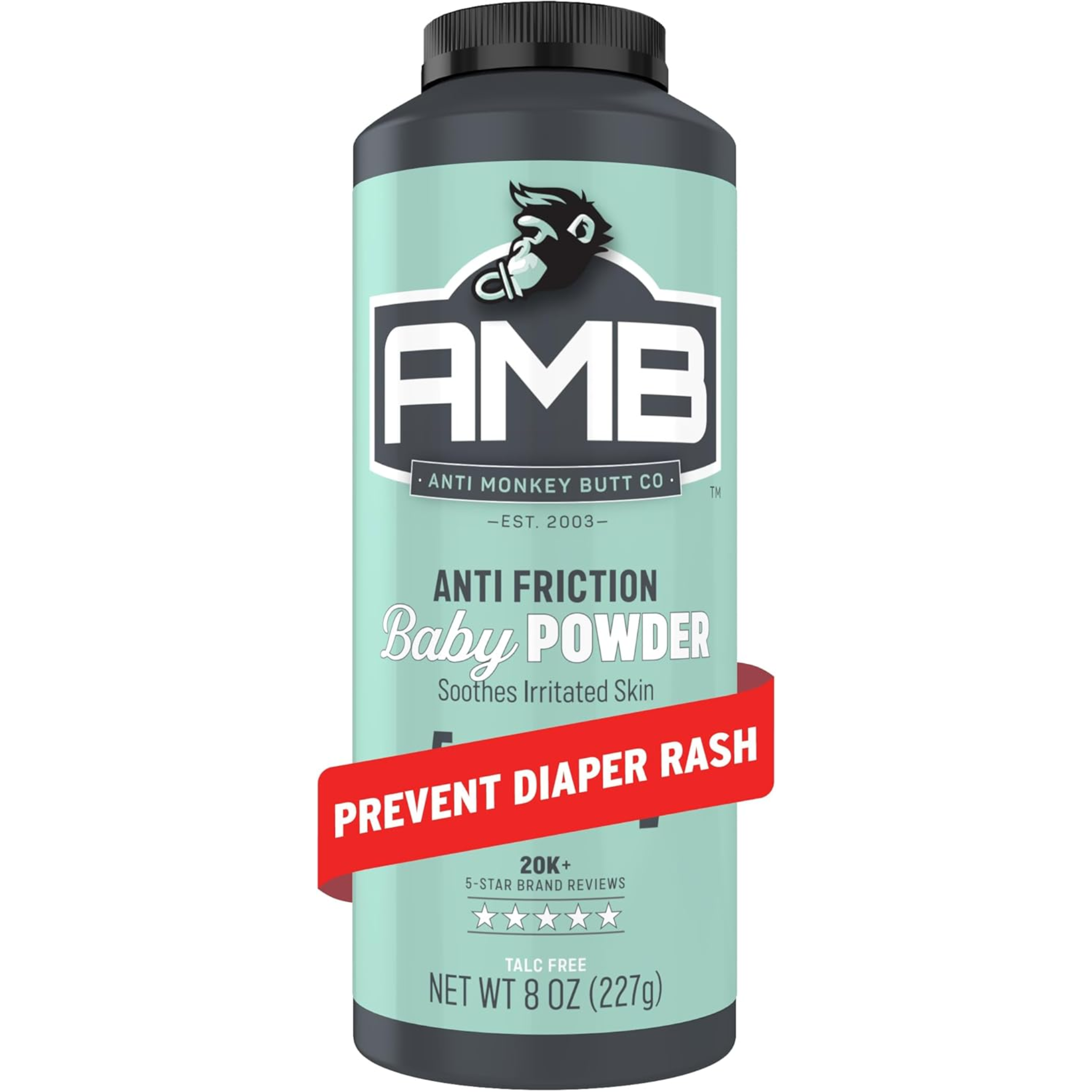 Anti Monkey Butt, Cornstarch Baby Powder, Talc-Free Hypoallergenic Formula with Calamine, Anti-Chafing and Anti-Itch Protection, 8 oz