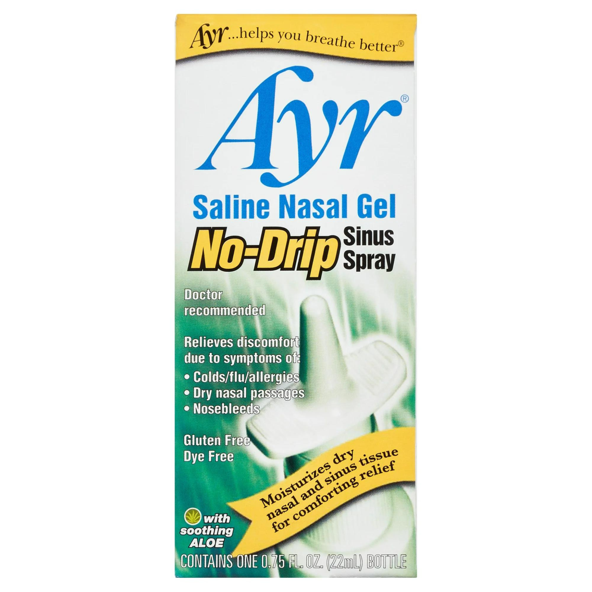 Ayr Saline Nasal Gel No-Drip Sinus Spray, 0.75 oz - Pharmaful