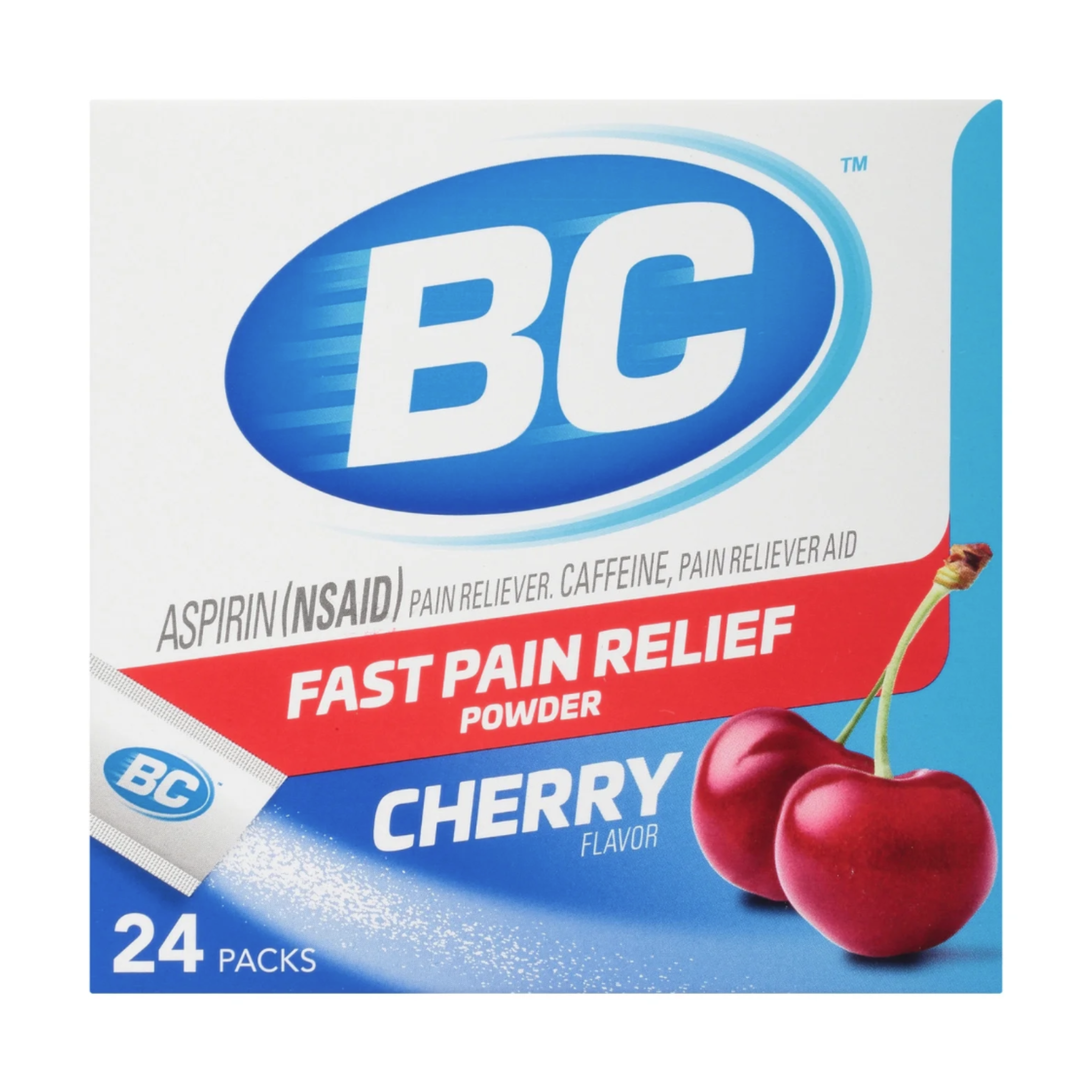 BC Powder Pain Reliever, Cherry Flavor Aspirin Dissolve Packs, Body Aches & Pains Relief, 24 Ct - Pharmaful