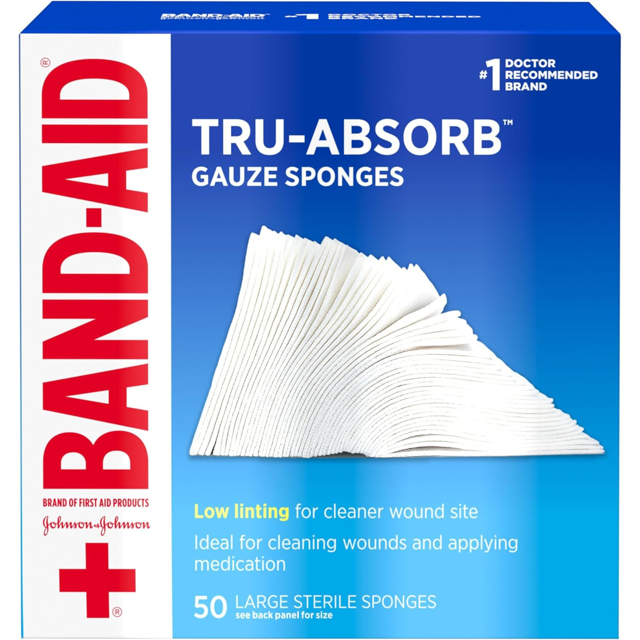 Band Aid Brand First Aid Tru-Absorb Gauze Sponges, 4 in x 4 in, 50 Ct - Pharmaful