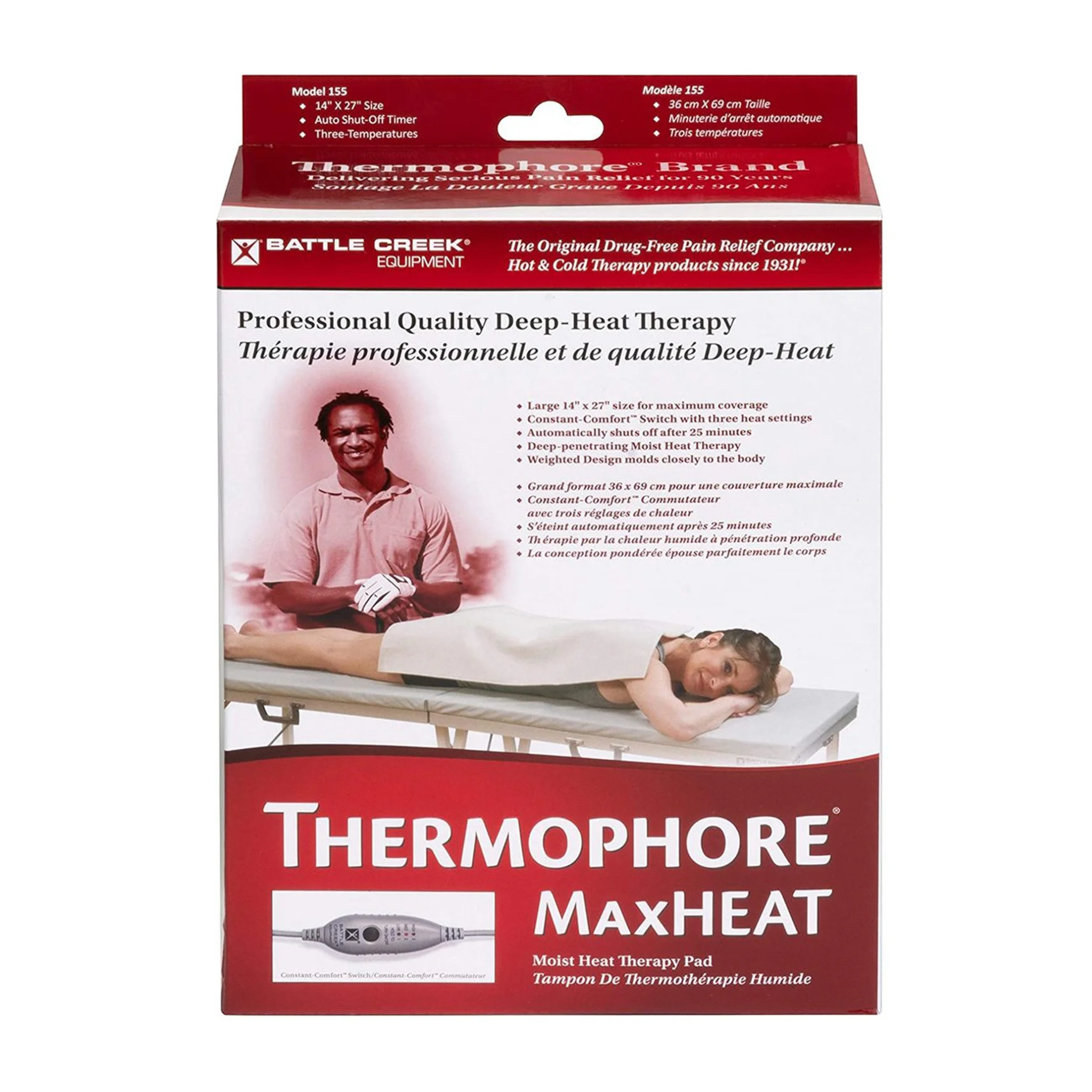 Battle Creek, Thermophore MaxHeat Heating Pad, Large 14" x 27", Intense Moist Heat Therapy for Pain Relief