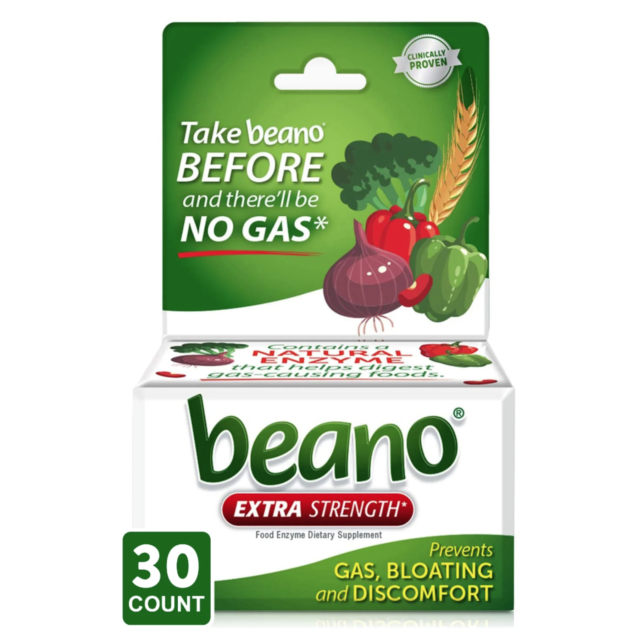Beano Extra Strength, Gas Prevention & Digestive Enzyme Supplement, 30 Count - Pharmaful