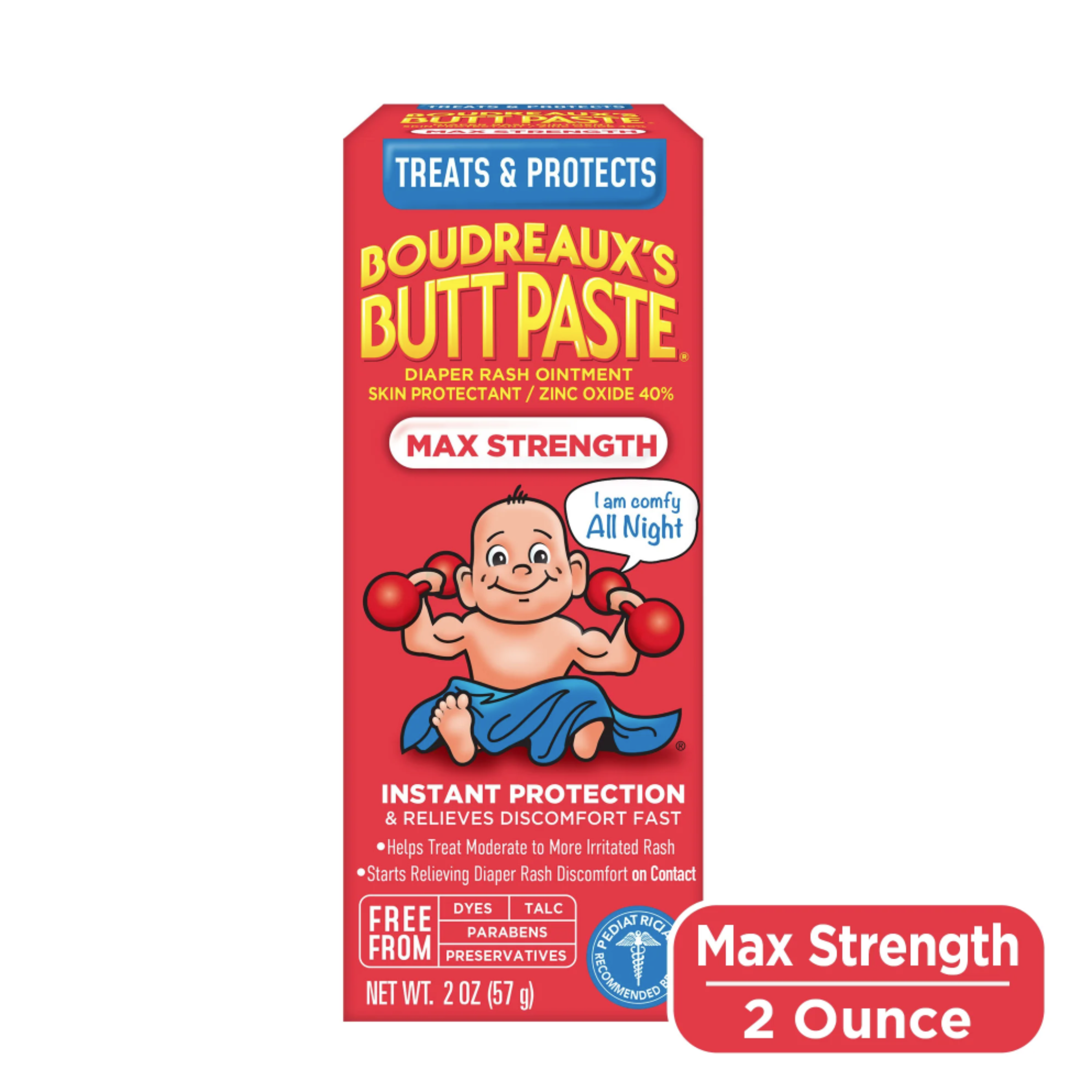 Boudreaux's Butt Paste Maximum Strength, Diaper Rash Cream for Babies, Infant Ointment, 2 oz - Pharmaful