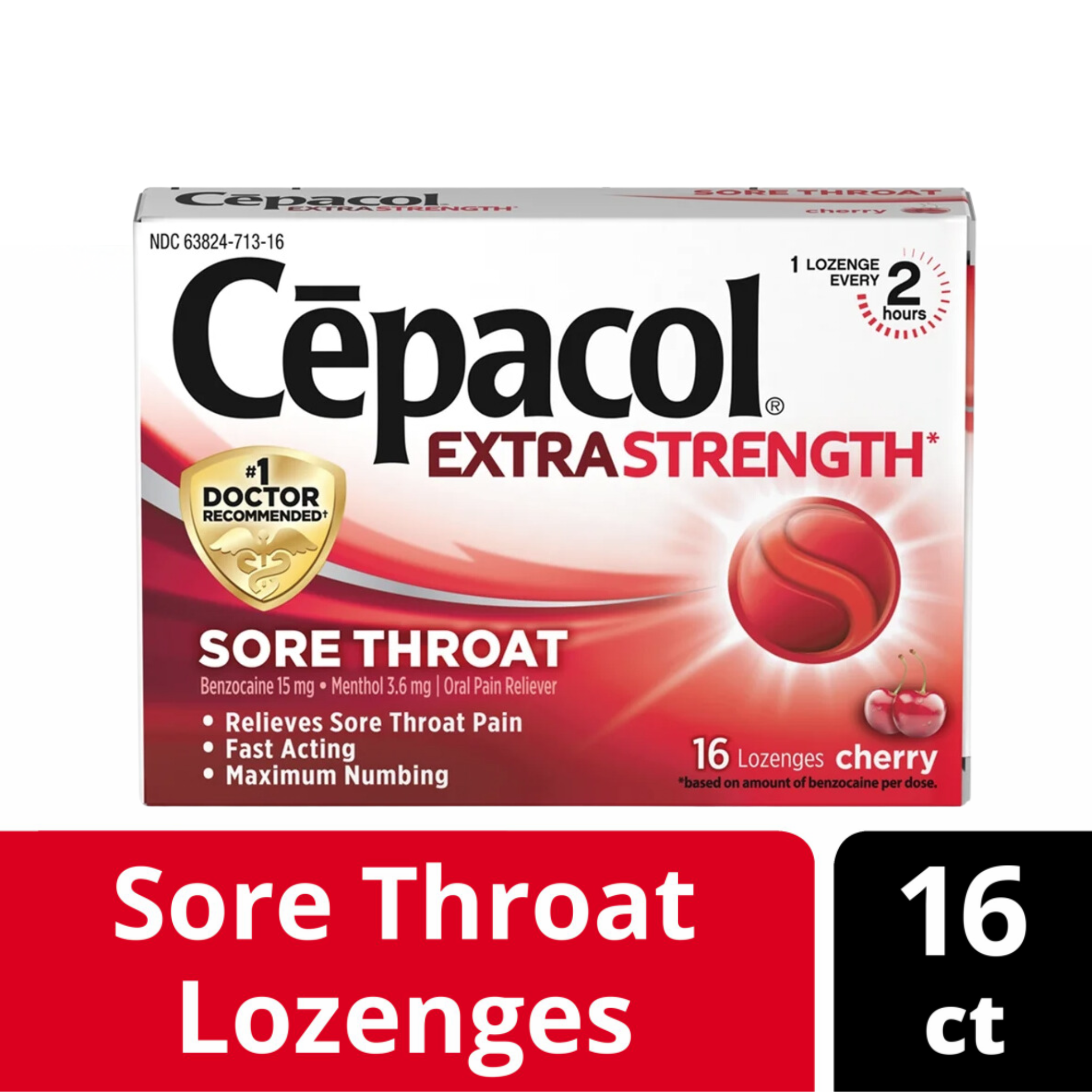 Cepacol Maximum Strength Throat Drop Lozenges, Cherry, 16 Count - Pharmaful