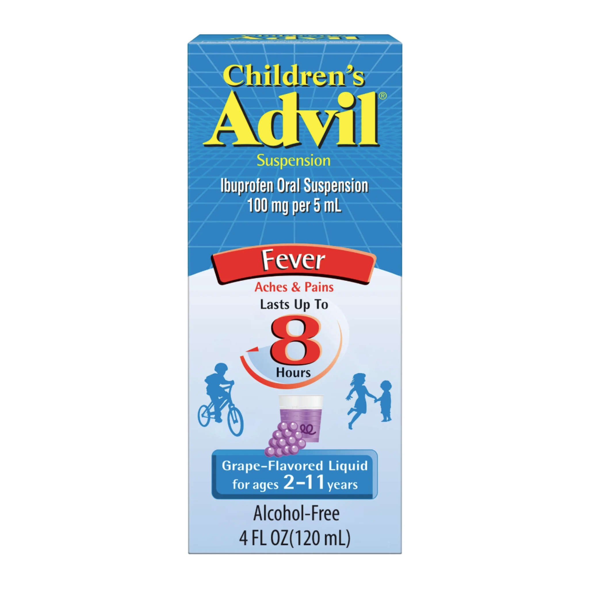 Children's Advil Pain Relievers and Fever Reducer Liquid, 100Mg Ibuprofen, Grape, 4 oz - Pharmaful