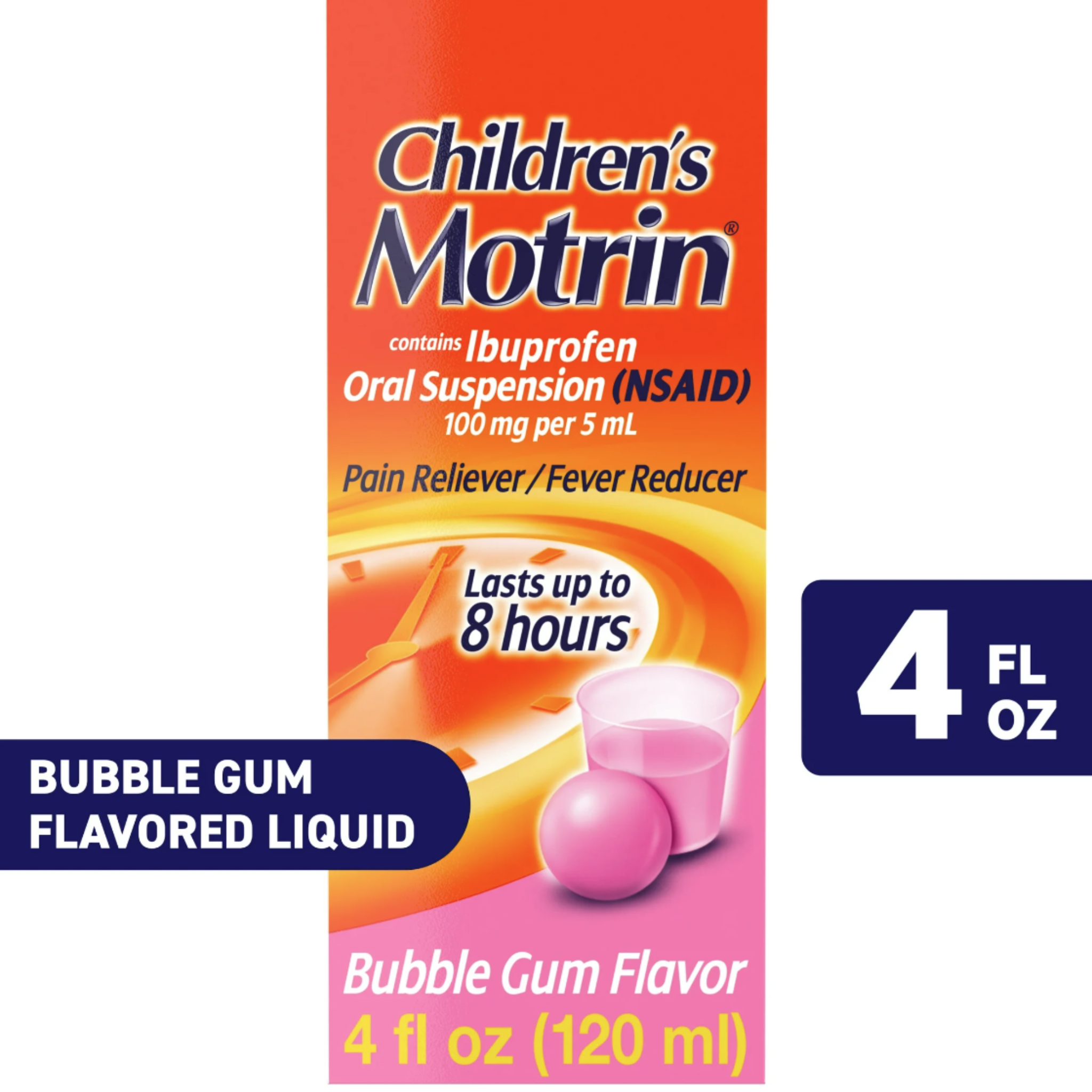 Children's Motrin Ibuprofen Kids Medicine, Bubblegum Flavor, 4 fl. oz - Pharmaful