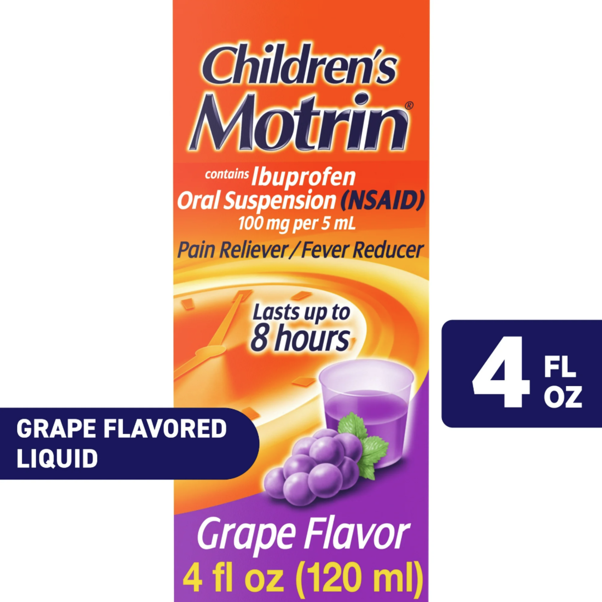 Children's Motrin Oral Suspension, Pain Relief, Ibuprofen, Grape Flavored, 4 oz - Pharmaful
