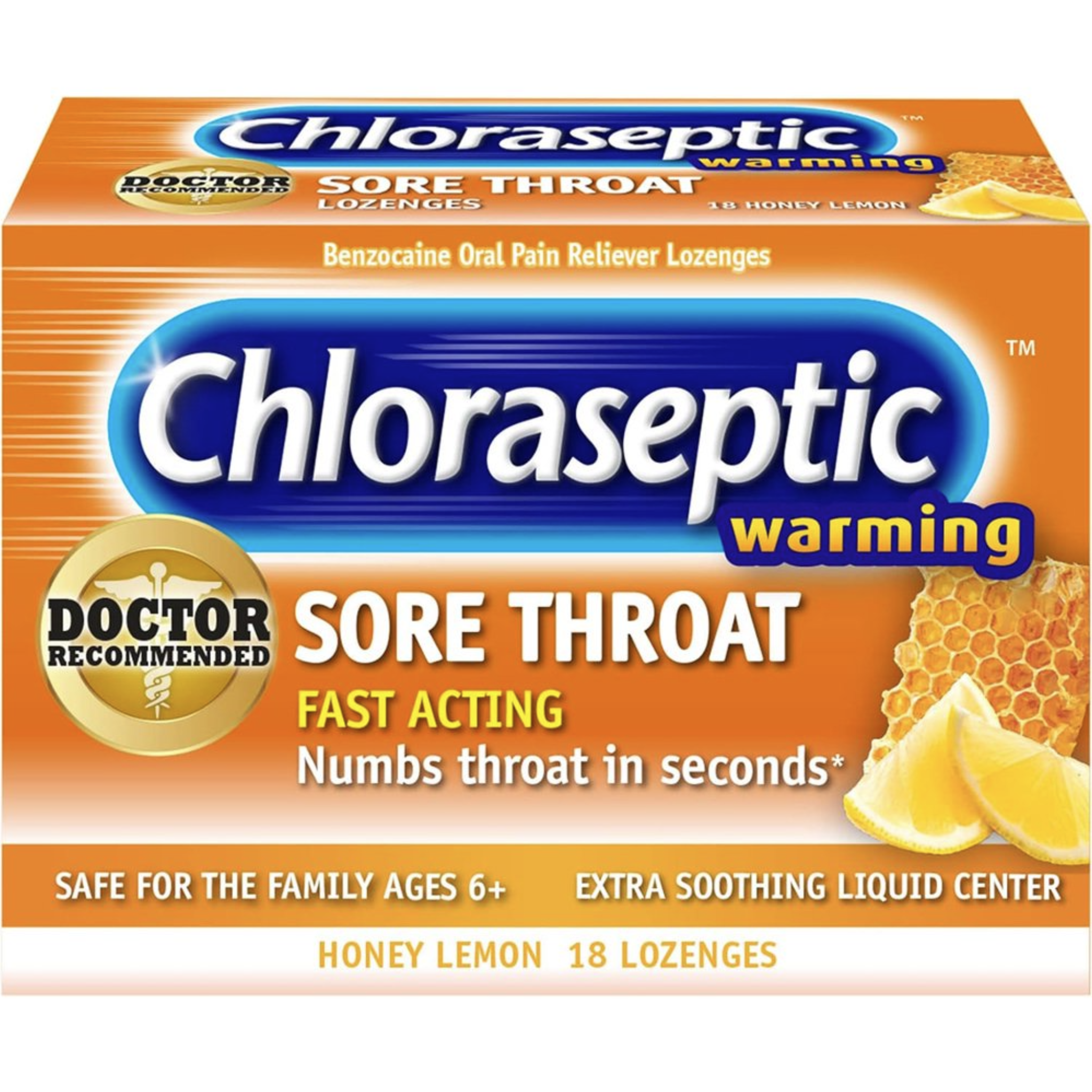 Chloraseptic Sore Throat Lozenges, Warming Honey Lemon Flavor, 18 Count - Pharmaful
