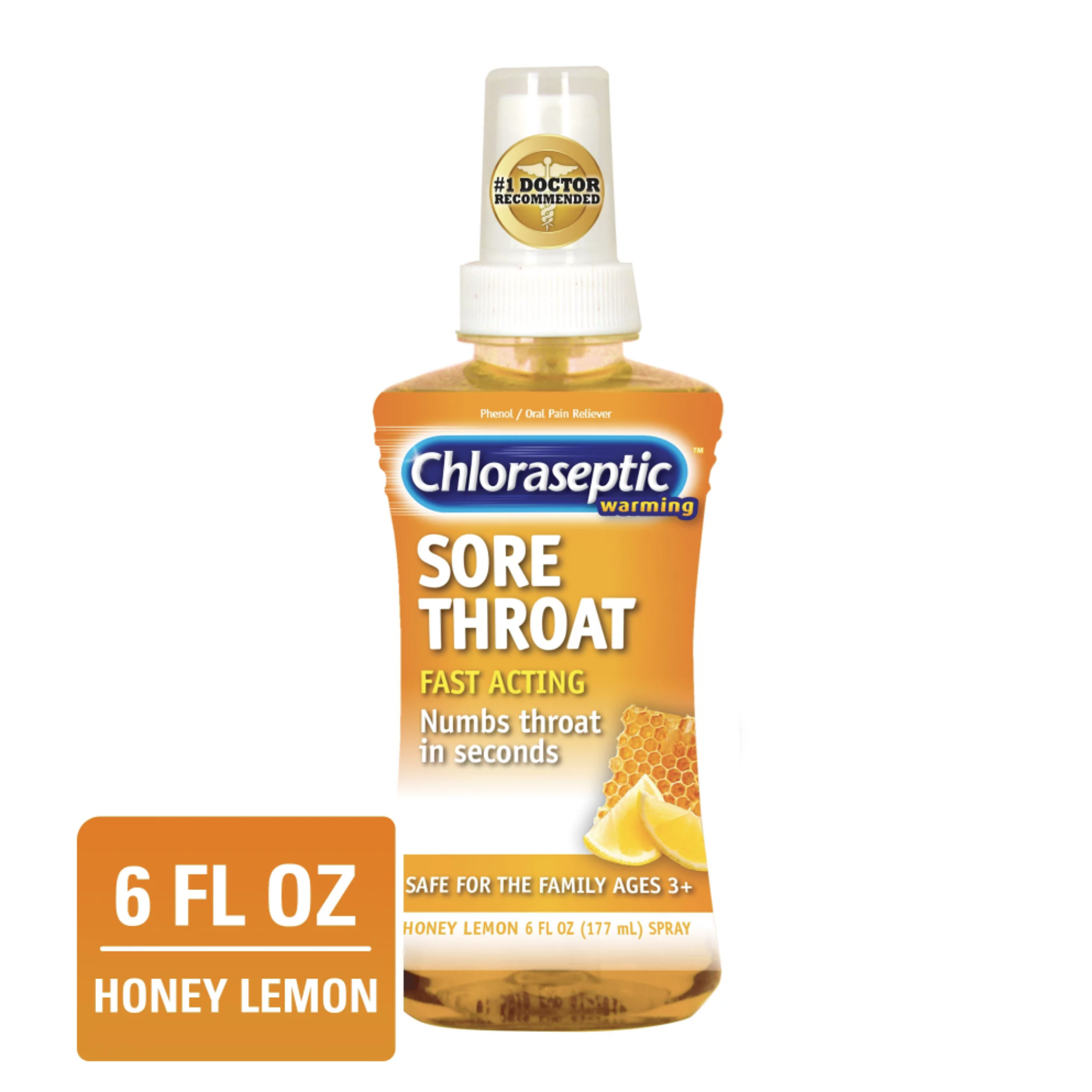 Chloraseptic Sore Throat Spray, Warming Honey Lemon Flavor, 6 fl oz - Pharmaful
