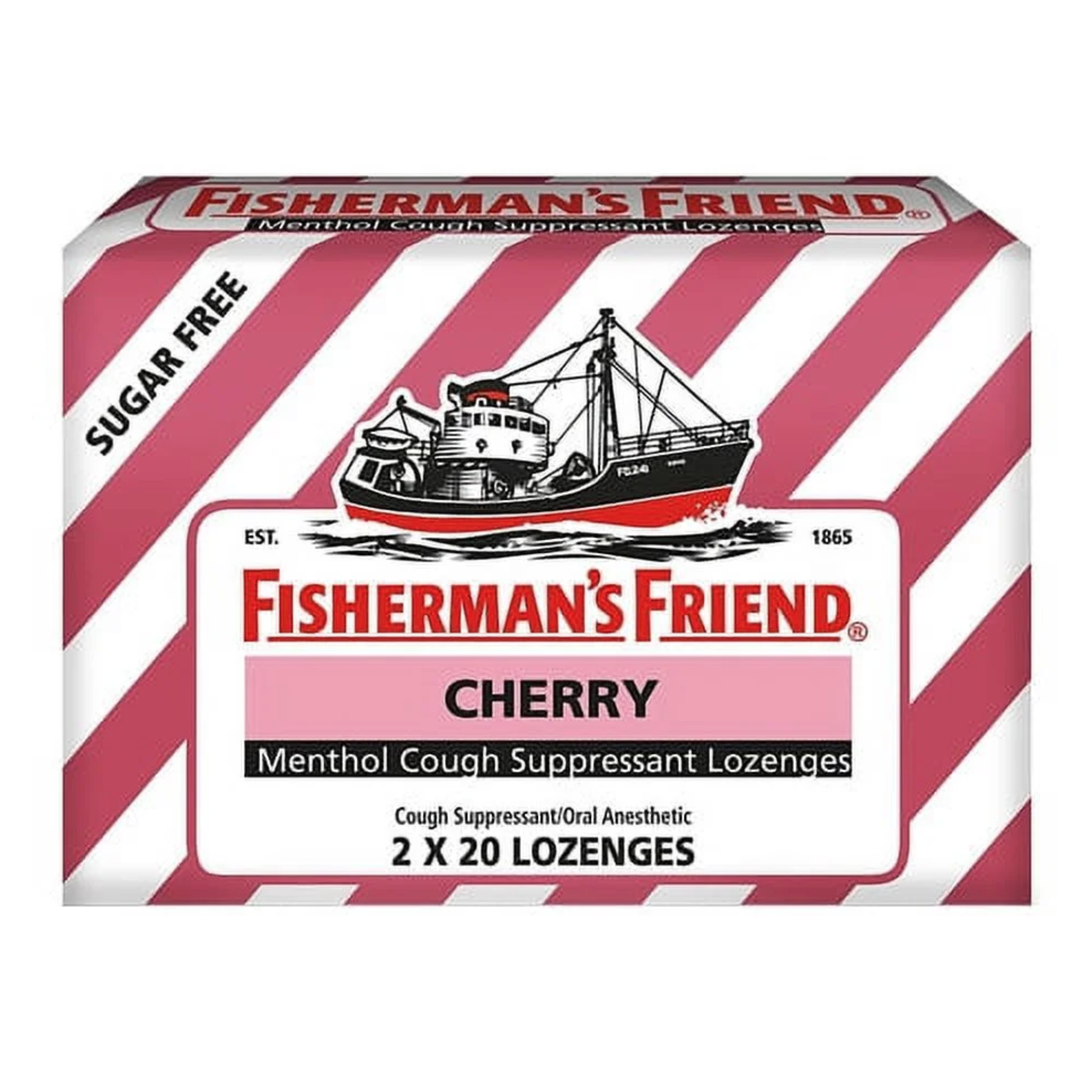 Fishermans Friend Sugar Free Cherry Menthol Cough Drops, Cough Suppressant Lozenges, 40 Each - Pharmaful