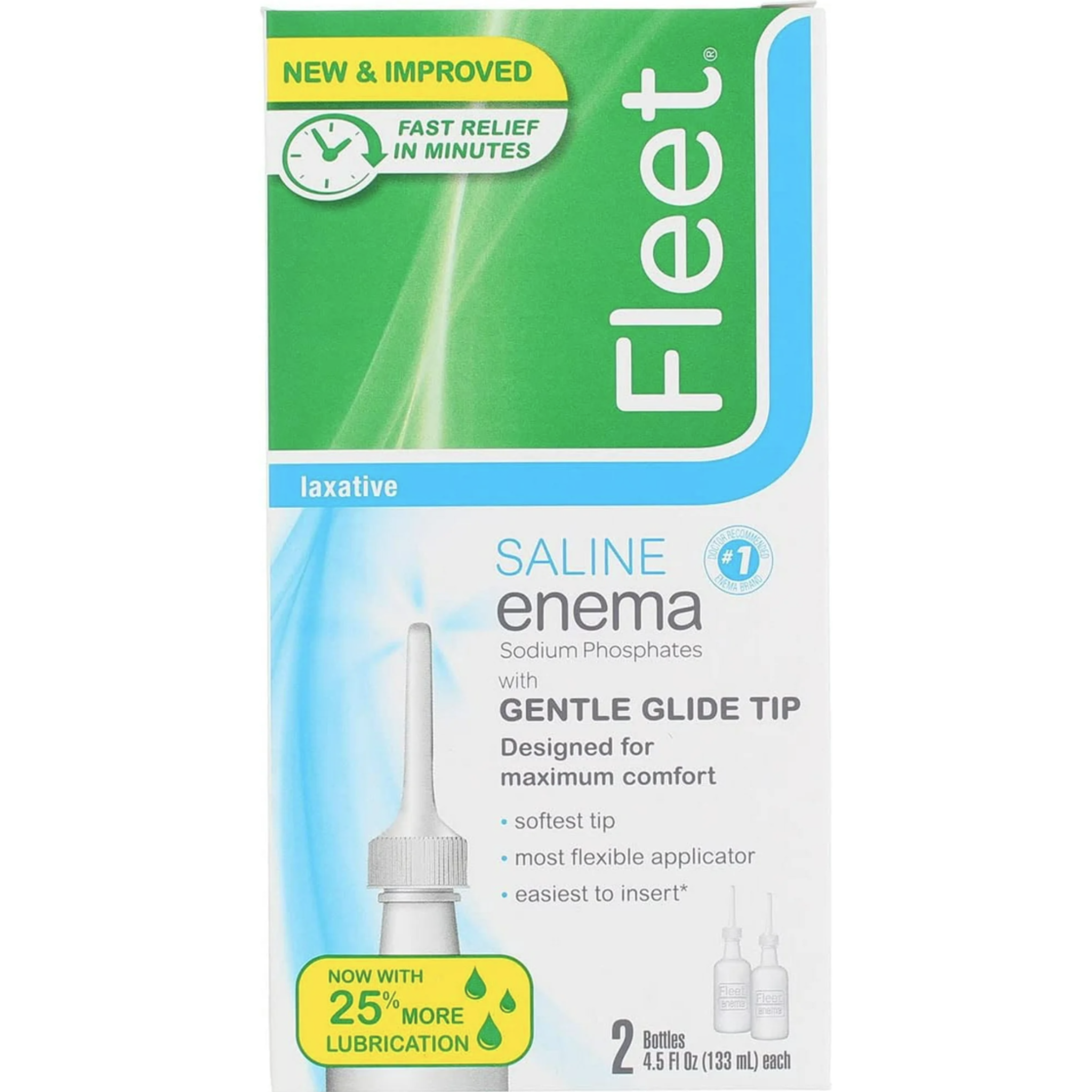 Fleet Laxative Saline Enema for Adult Constipation, 4.5 fl oz, 2 Bottles - Pharmaful