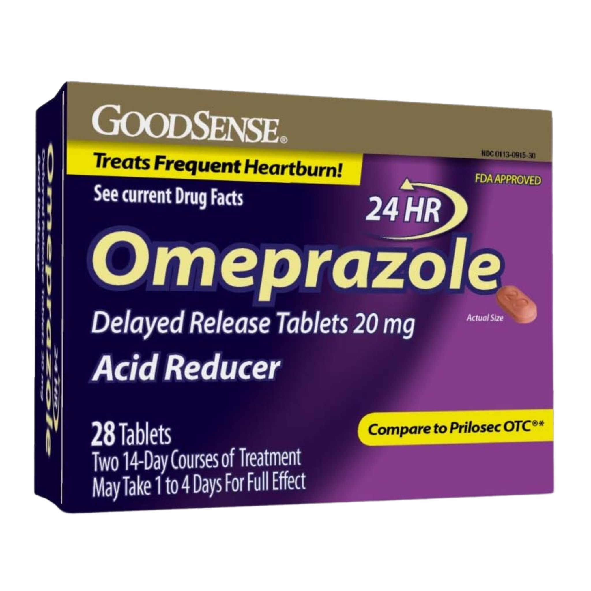 GoodSense, Omeprazole Delayed Release Tablets, Stomach Acid Reducer for Frequent Heartburn Treatment, Effective 24-Hour Relief, 28 Count