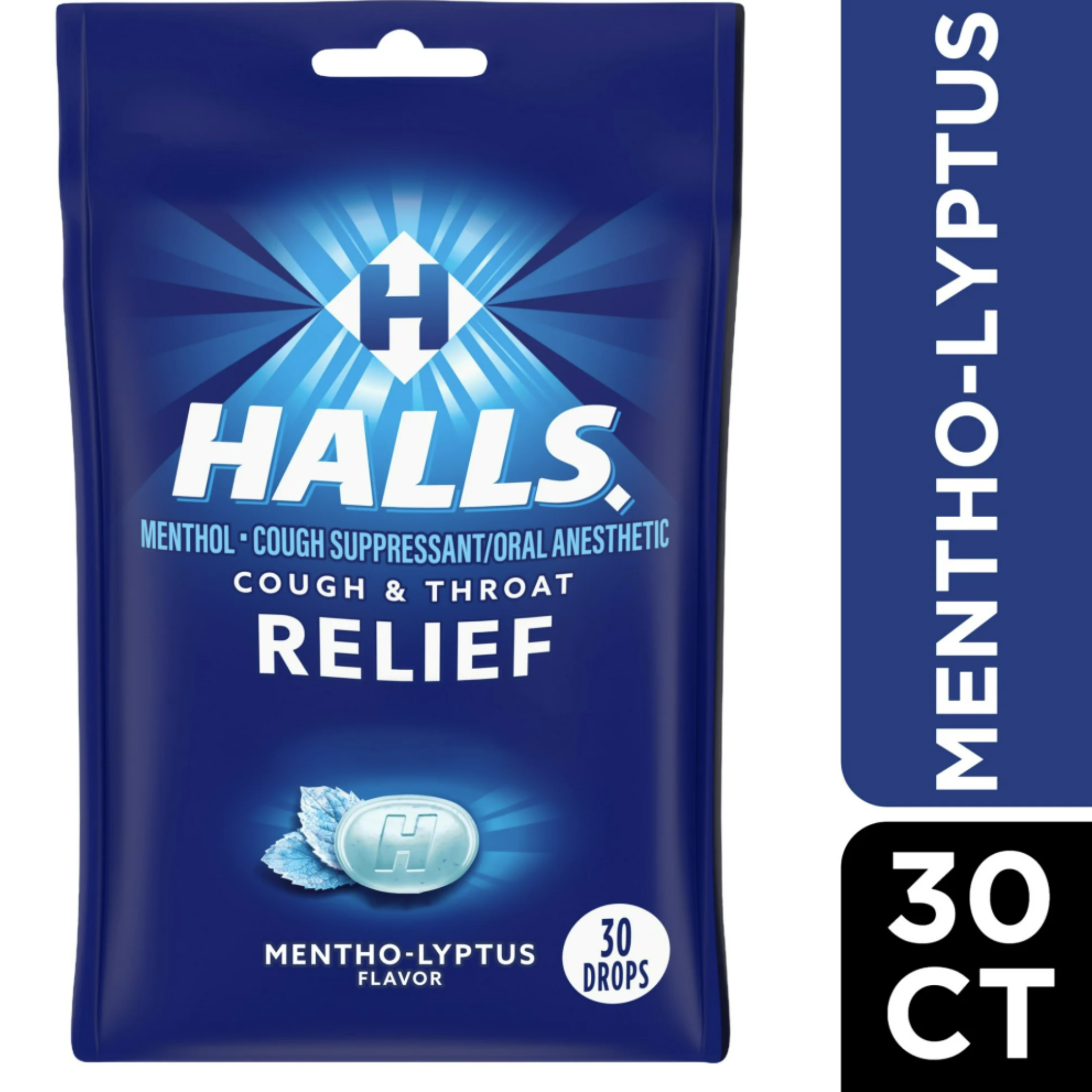 HALLS Relief Mentho-Lyptus Cough Drops, 30 Drops - Pharmaful