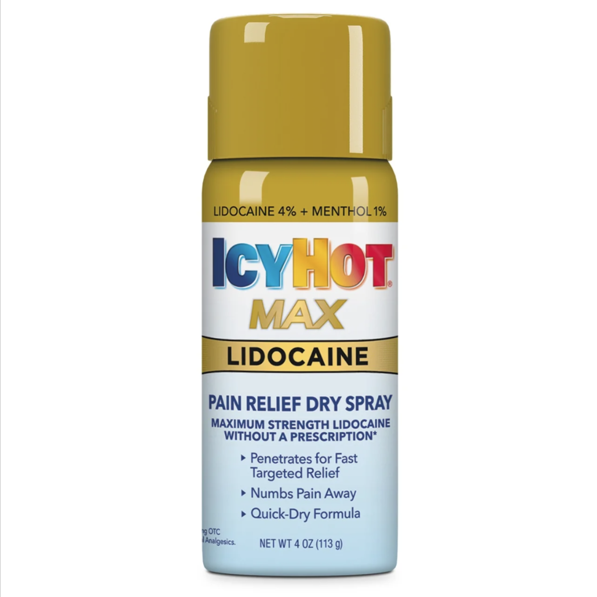 Icy Hot Max Topical Pain Reliever Dry Spray and Numbing Muscle Rub for Joint Pain Relief, 4% Lidocaine and 1% Menthol, 4 oz - Pharmaful