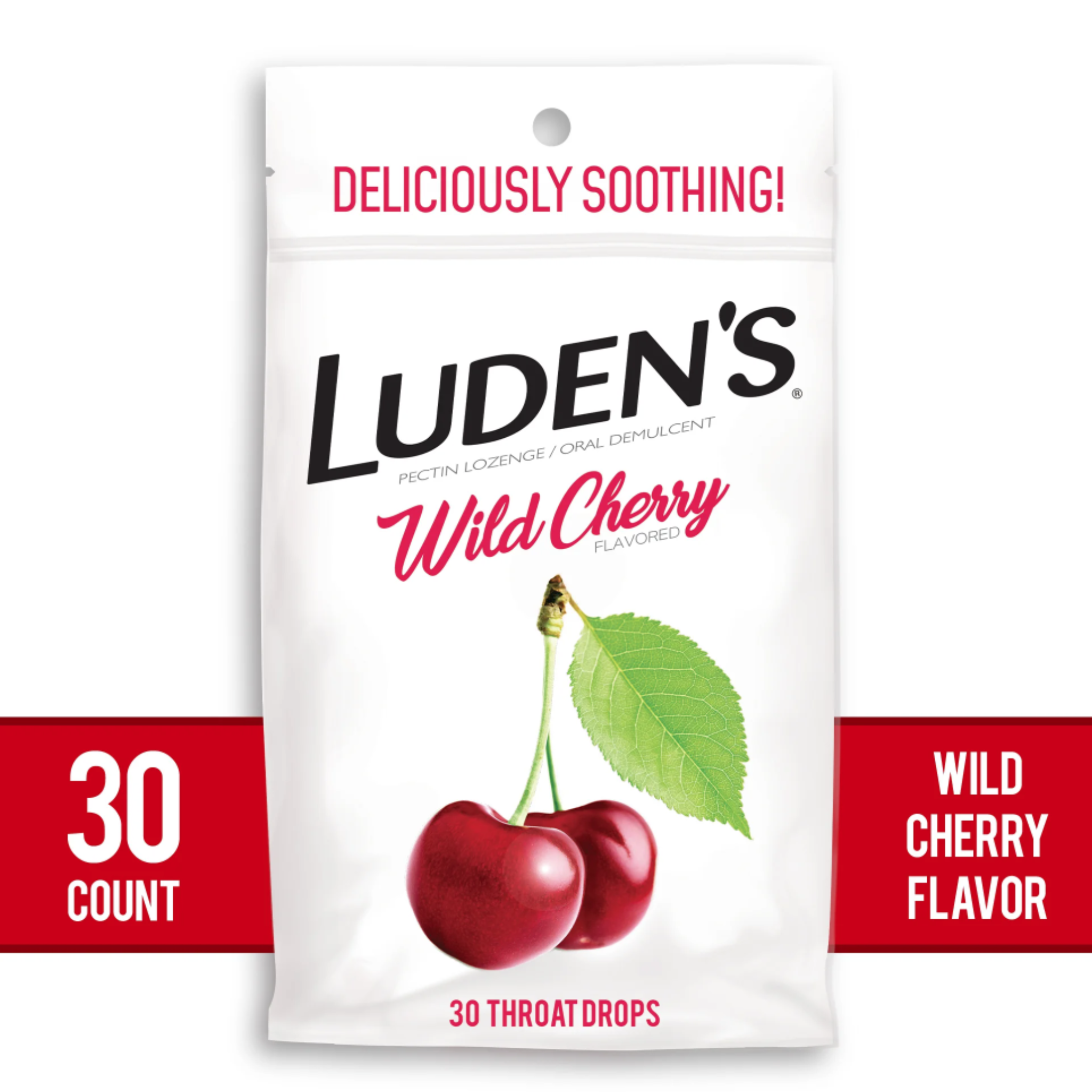Luden's Sore Throat Drops, For Minor Sore Throat Relief, Wild Cherry, 30 Count - Pharmaful