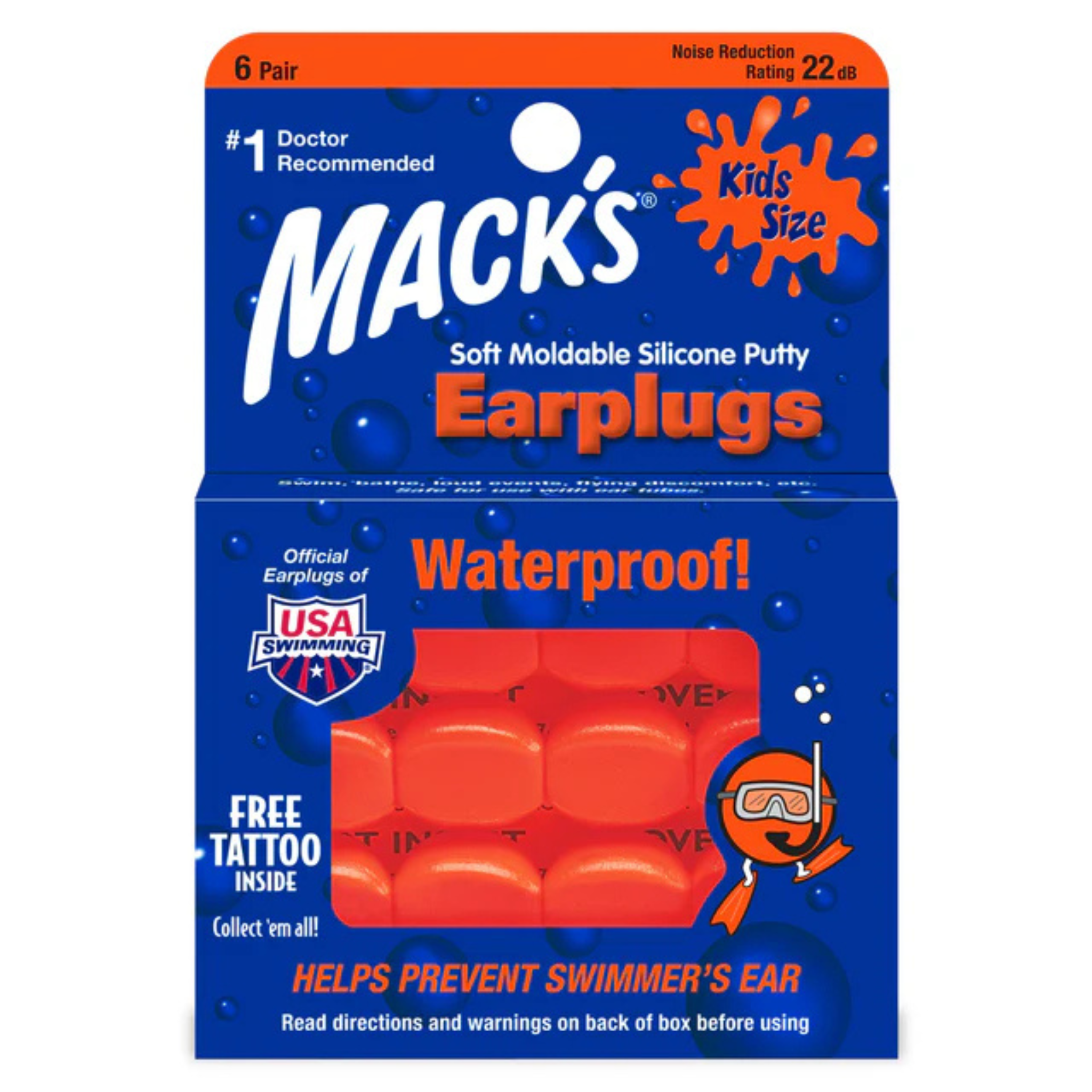 Macks Moldable Silicone Ear Plugs, Kids Size, 6 Pair 6 Count - Pharmaful