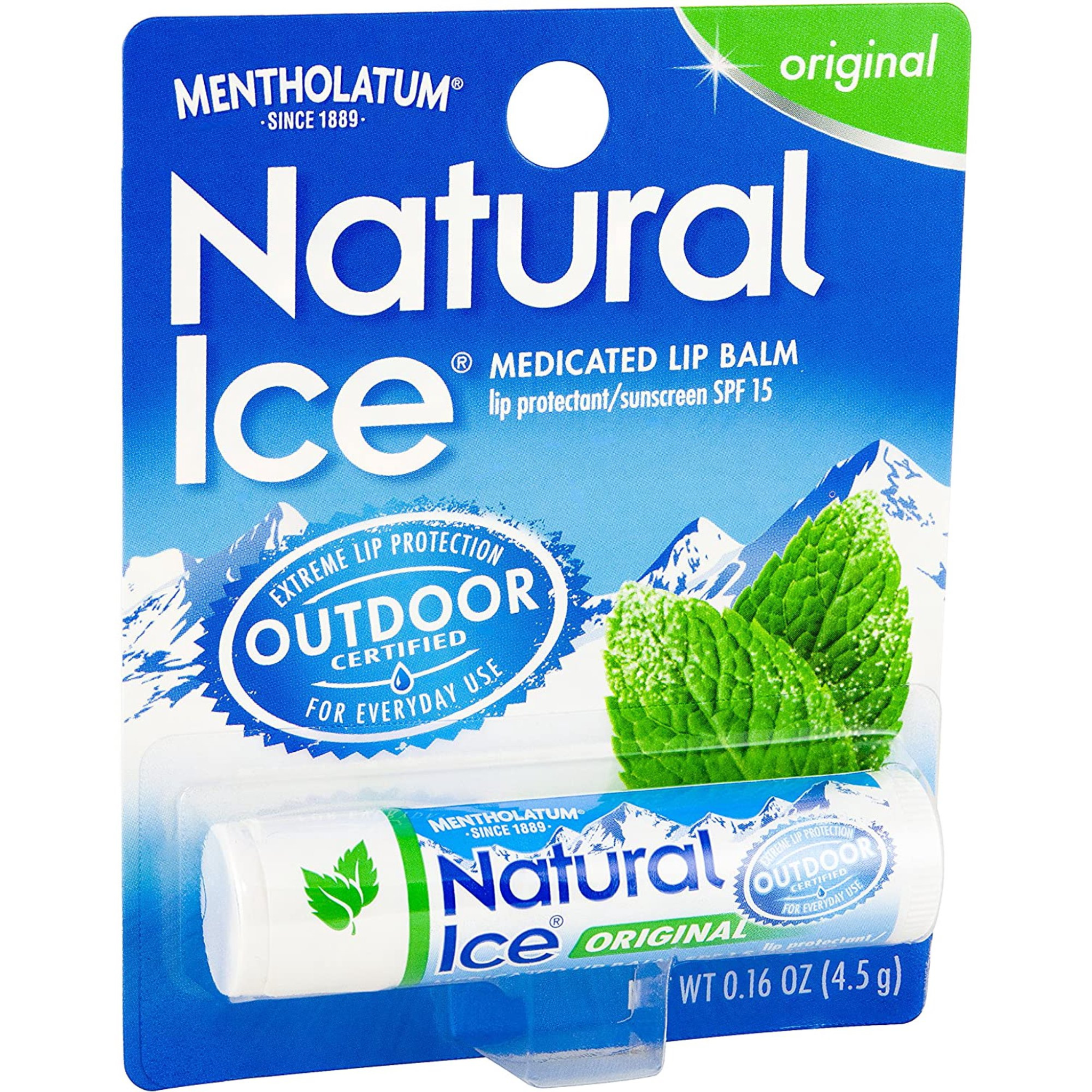 Mentholatum Natural Ice Medicated Original SPF 15 Lip Protectant Balm 0.16 oz - Pharmaful
