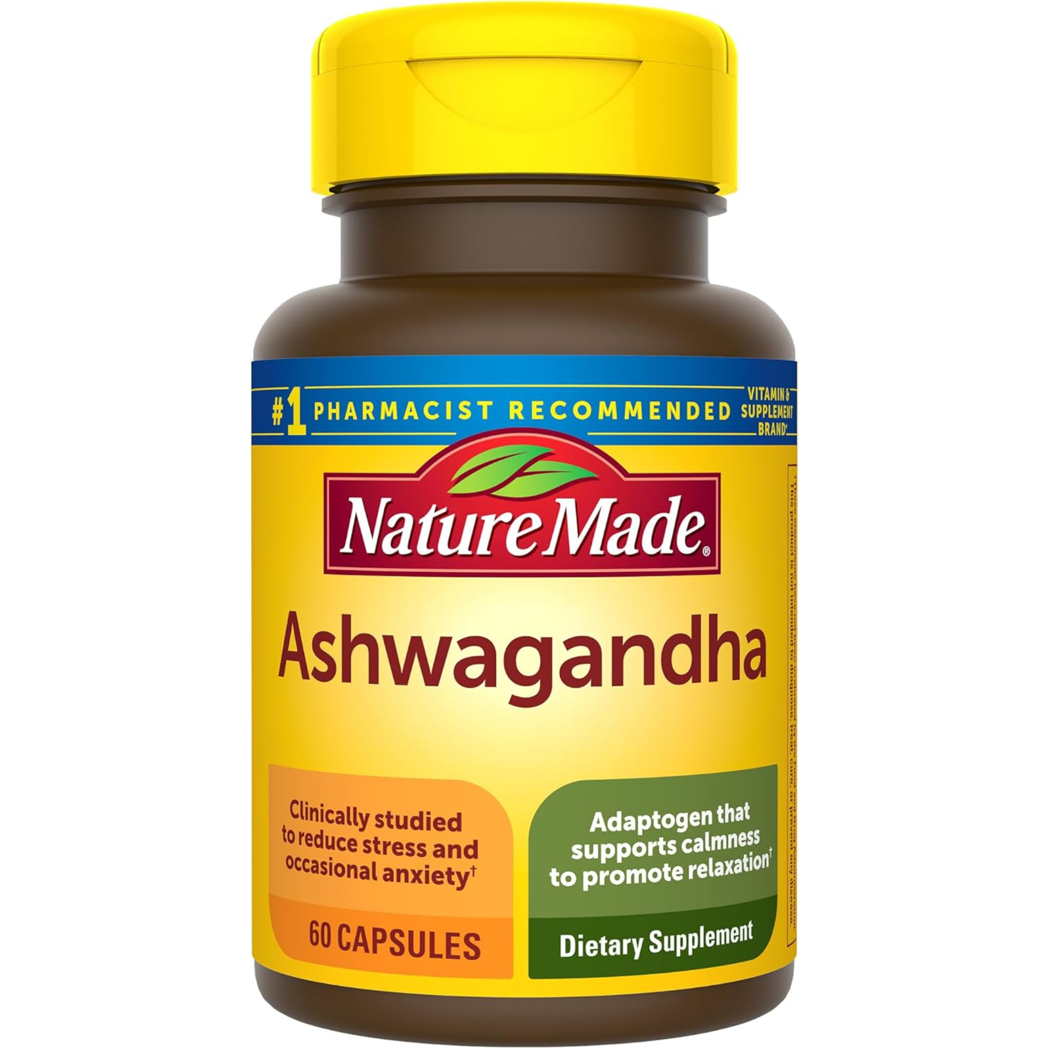 Nature Made, Ashwagandha Capsules 125mg, Herbal Adaptogen for Daily Stress Support, 60 Count