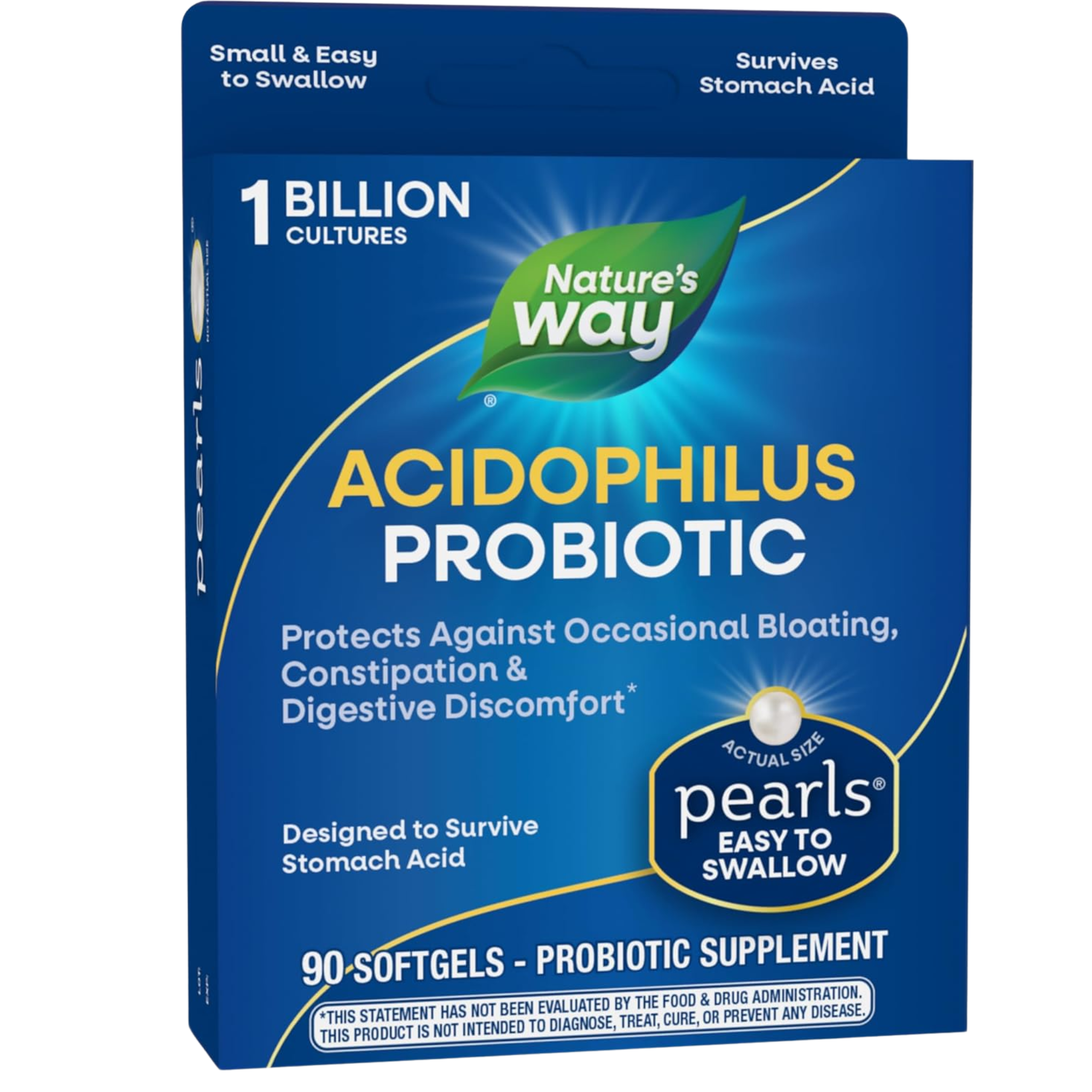 Nature's Way, Acidophilus Probiotic Pearls, Digestive Balance and Gut Health Support with 1 Billion Live Cultures, 90 Softgels