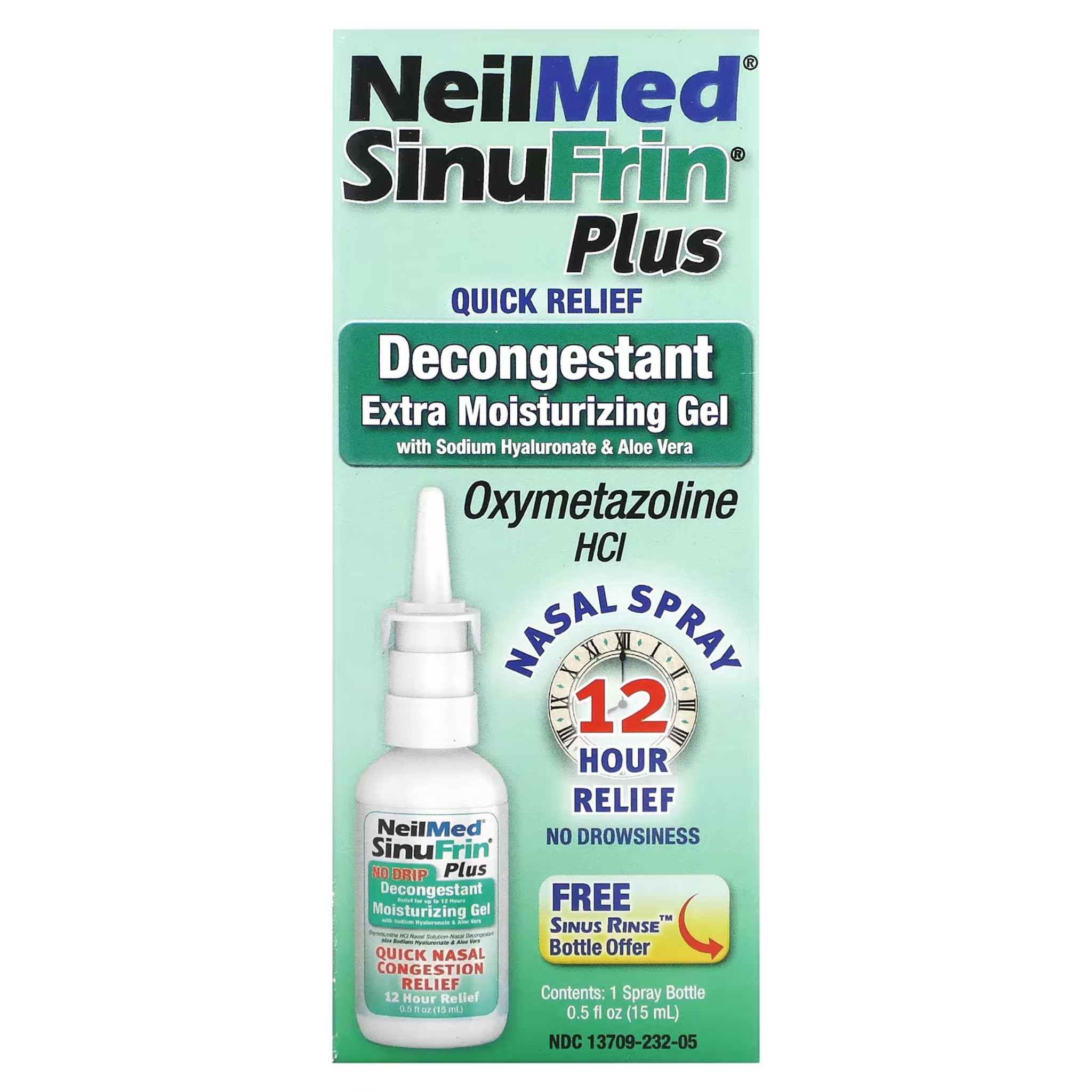 NeilMed, SinuFrin Plus, Decongestant Nasal Spray, Extra Moisturizing Gel, 0.5 fl oz (15 ml) - Pharmaful