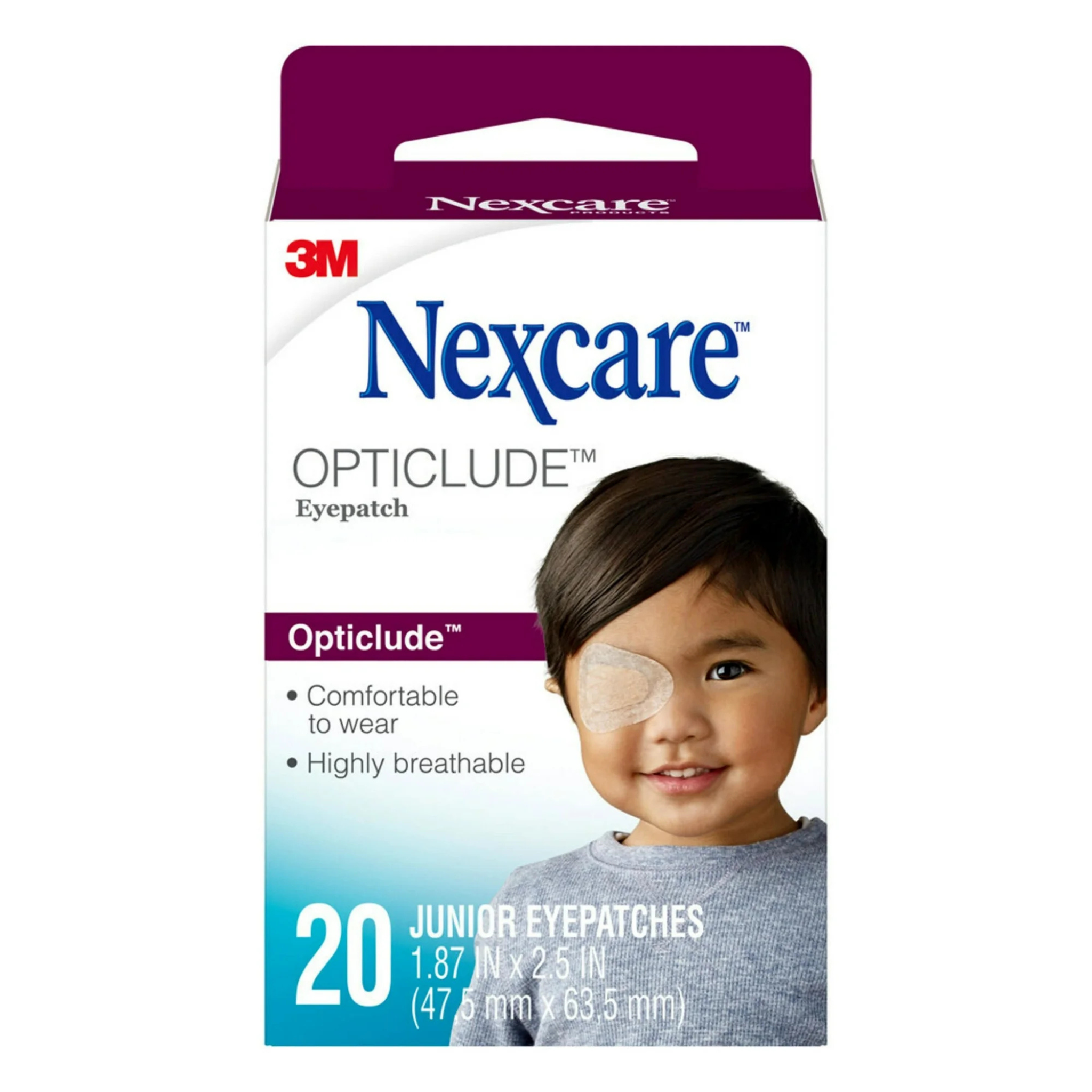 Nexcare, Opticlude Orthoptic Comfort Eyepatch, Soft and Comfortable Junior Eyepatches for Eye Protection, 20 Count - Pharmaful