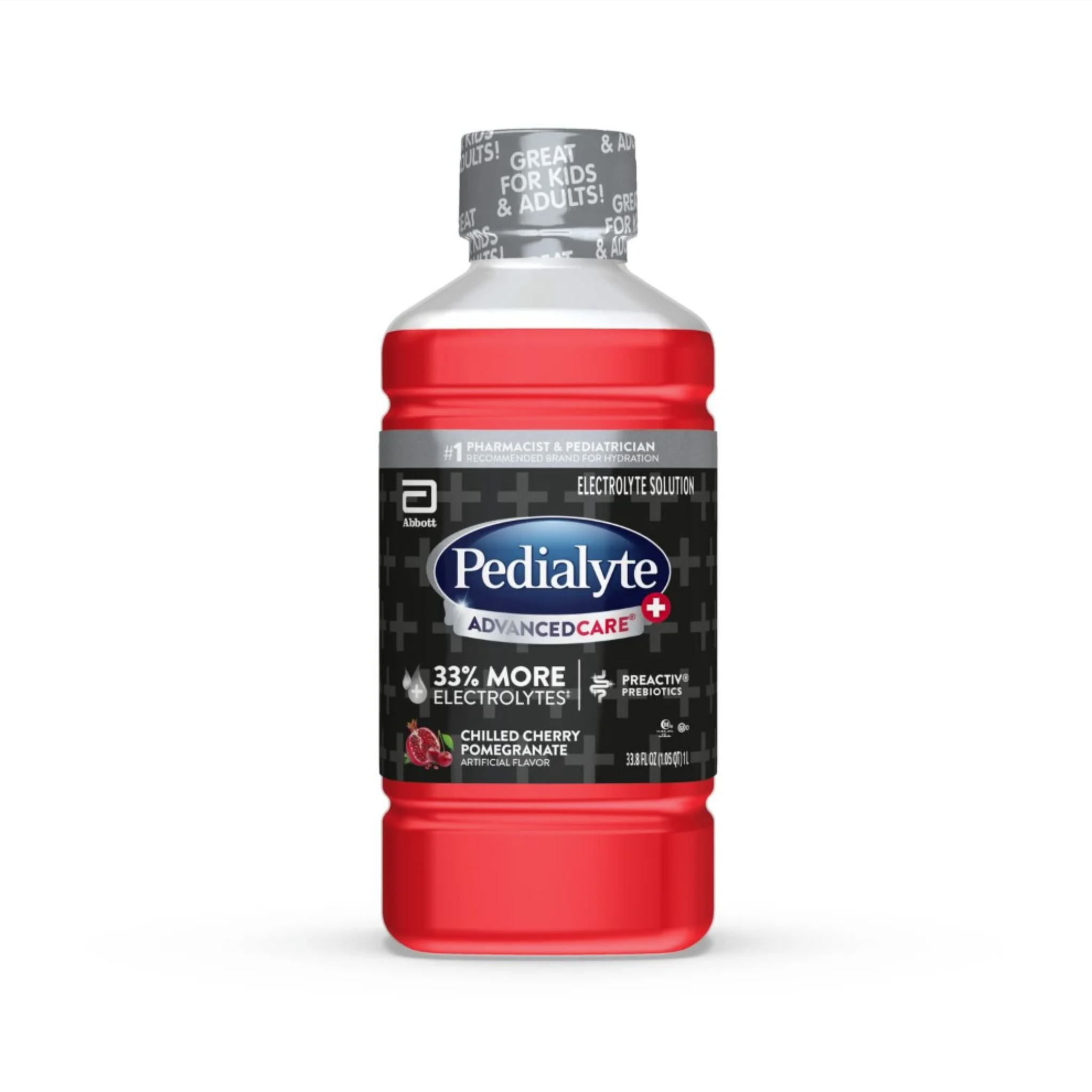 Pedialyte AdvancedCare Plus Electrolyte Solution, Chilled Cherry Pomegranate, 1 Liter - Pharmaful