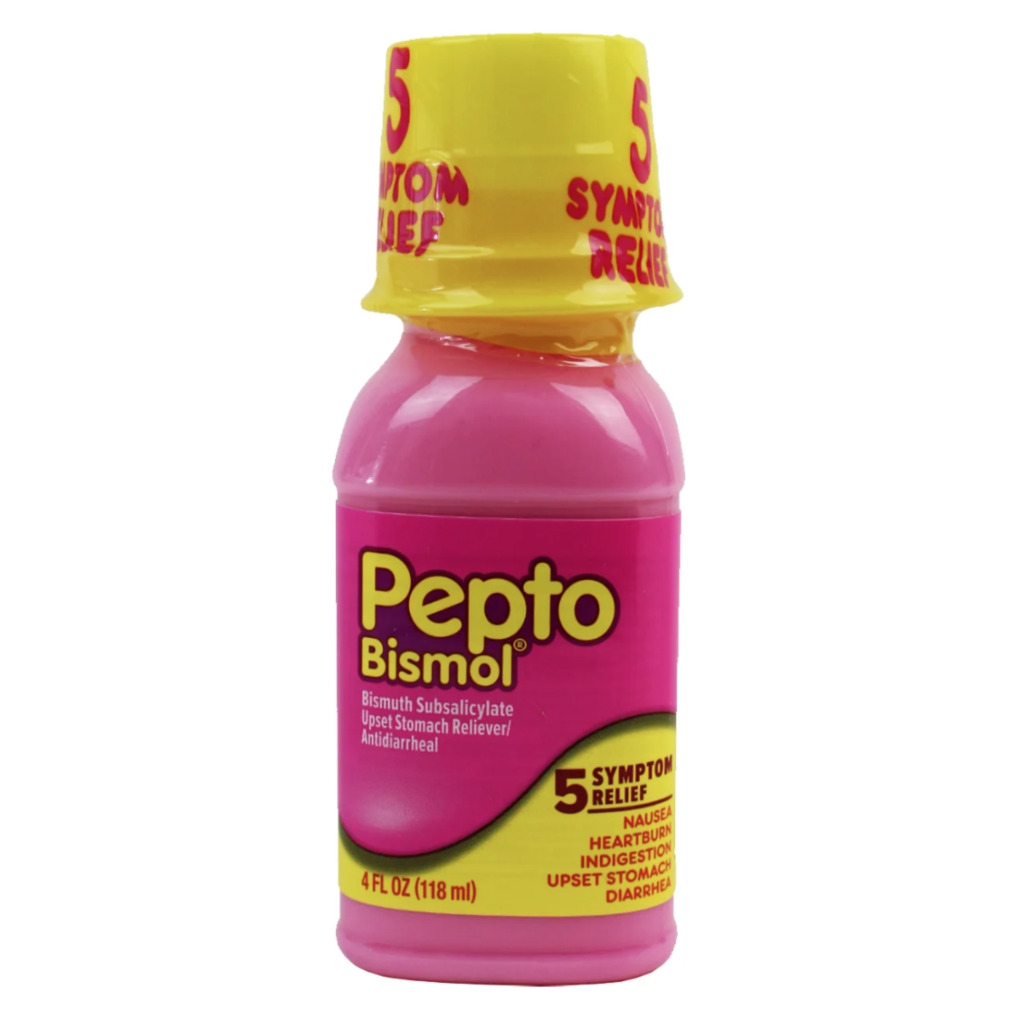 Pepto Bismol Liquid 4 fl oz Original Flavor 5 Symptom Relief Nausea Heartburn Indigestion Upset Stomach Diarrhea - Pharmaful