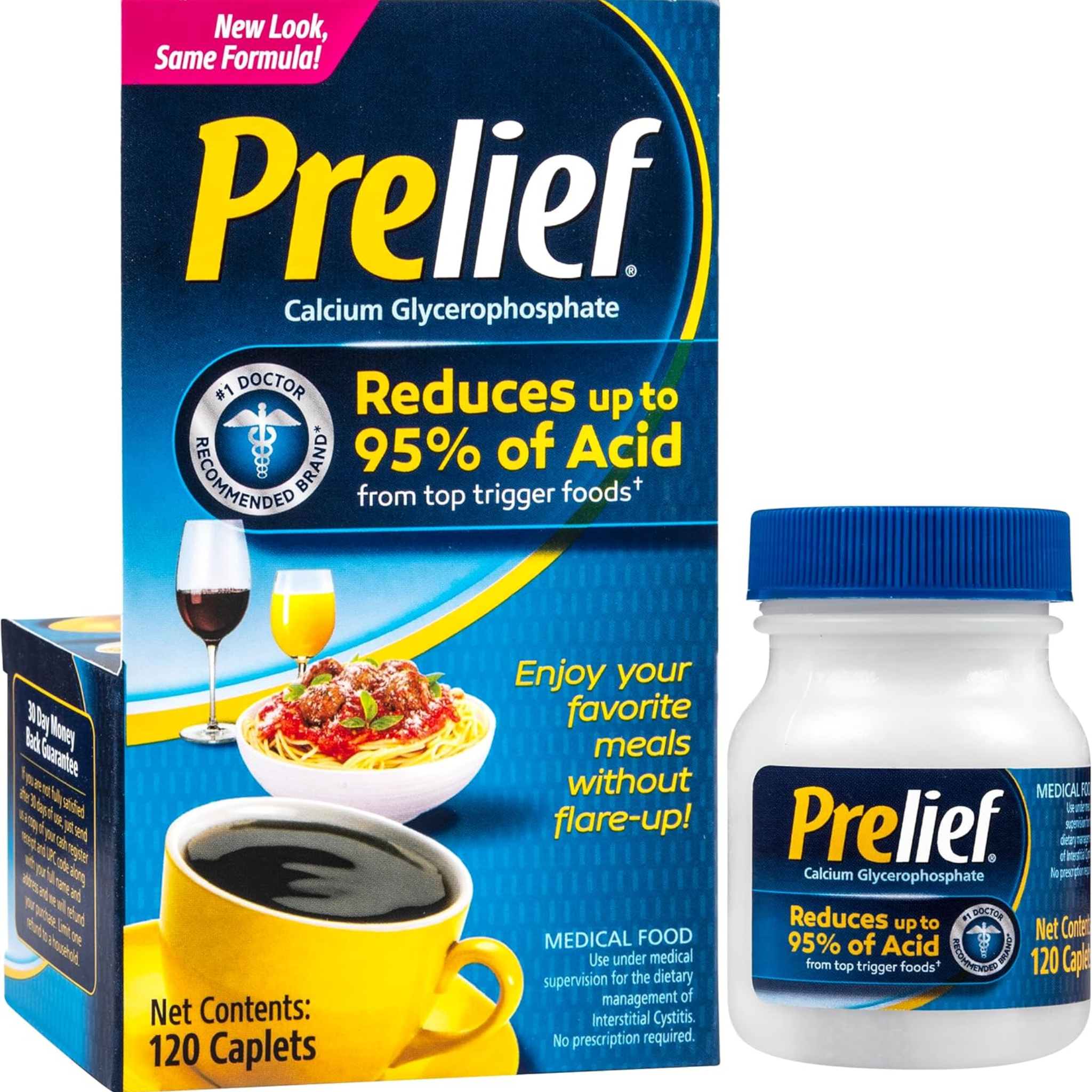 Prelief, Acid Reducer Caplets, Dietary Supplement for Reducing Acid from Foods and Beverages, 120 Count