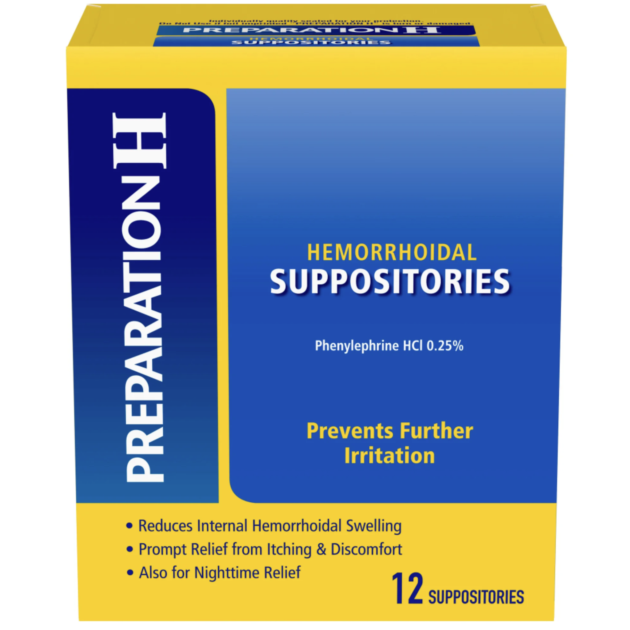 Preparation H Hemorrhoid Suppositories for Itching and Discomfort Relief - 12 Count - Pharmaful