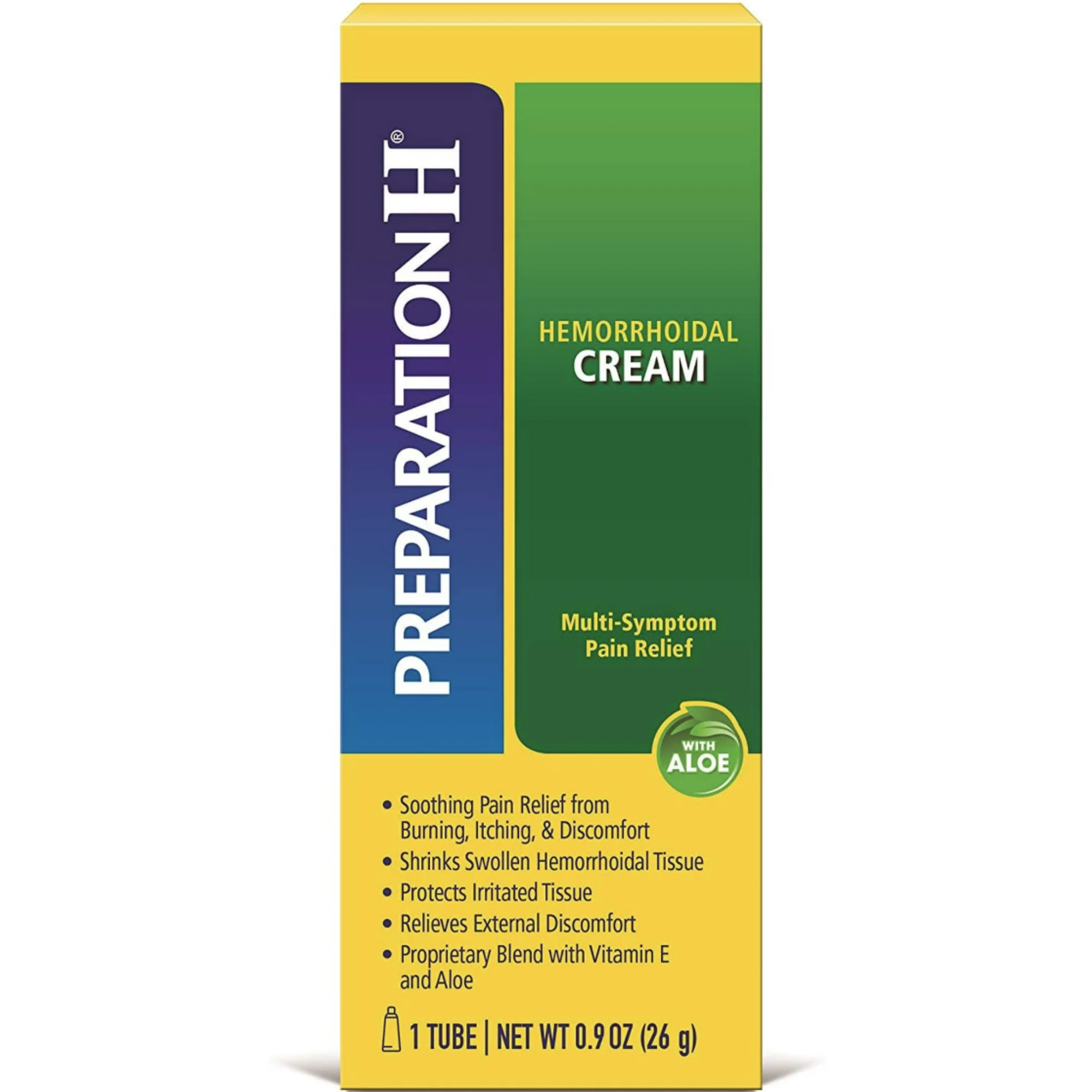 Preparation H Multi Symptoms Relief with Aloe, Hemorrhoidal Cream Tube, 0.9 Oz - Pharmaful