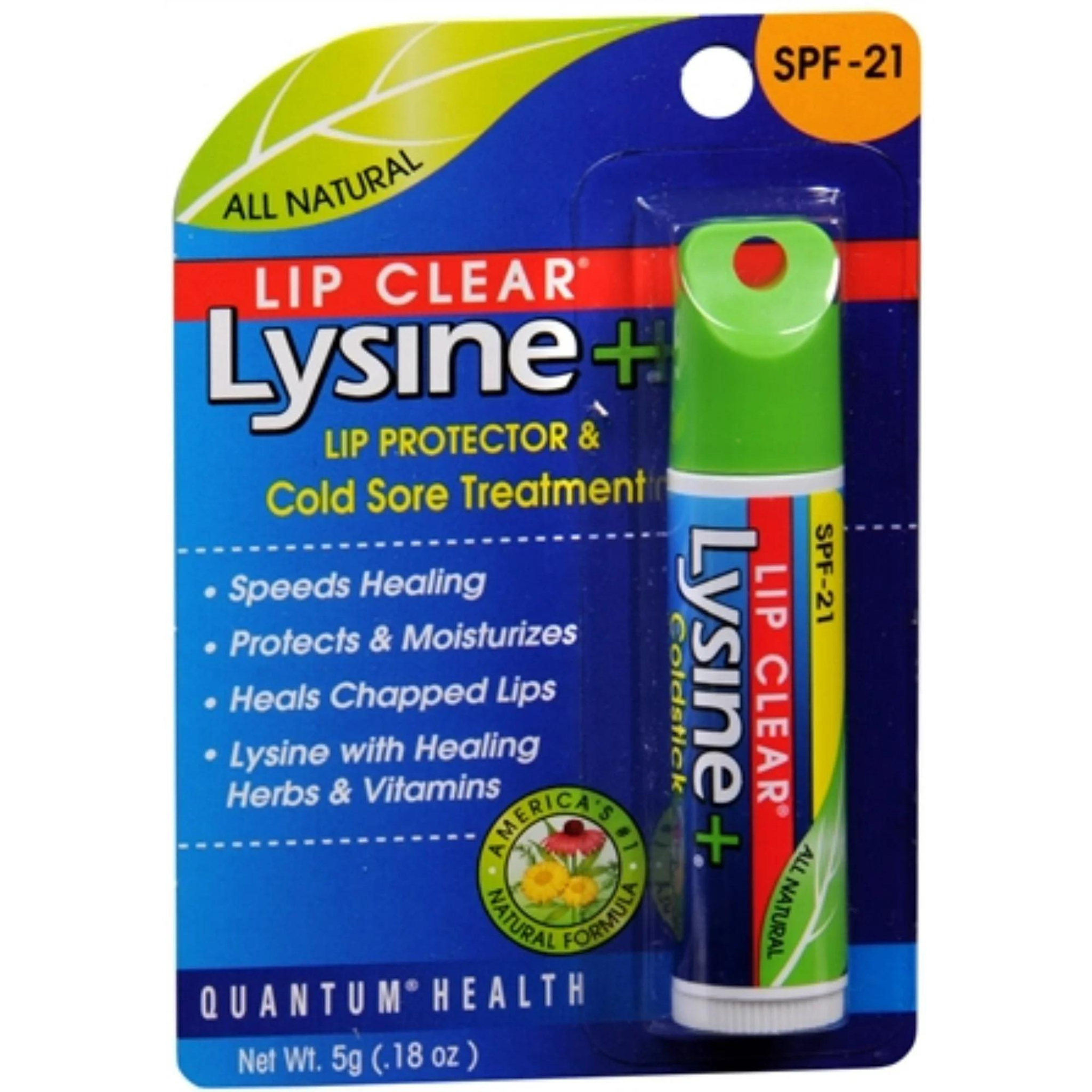 Quantum Lip Clear Lysine+ Lip Protector And Cold Sore Treatment SPF 21 0.18 oz - Pharmaful