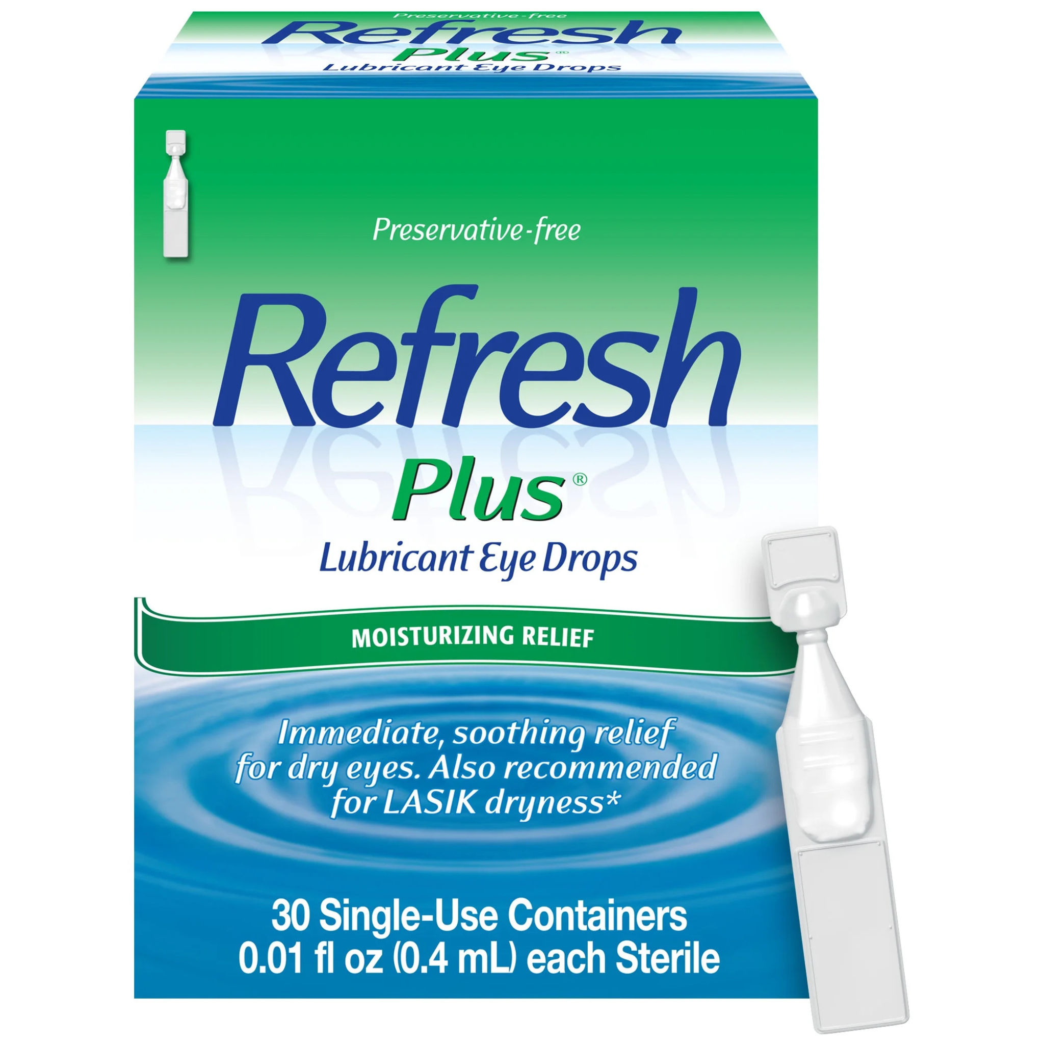 Refresh Plus Lubricant Eye Drops Preservative-Free Tears, 0.4 ml, 30 Count - Pharmaful