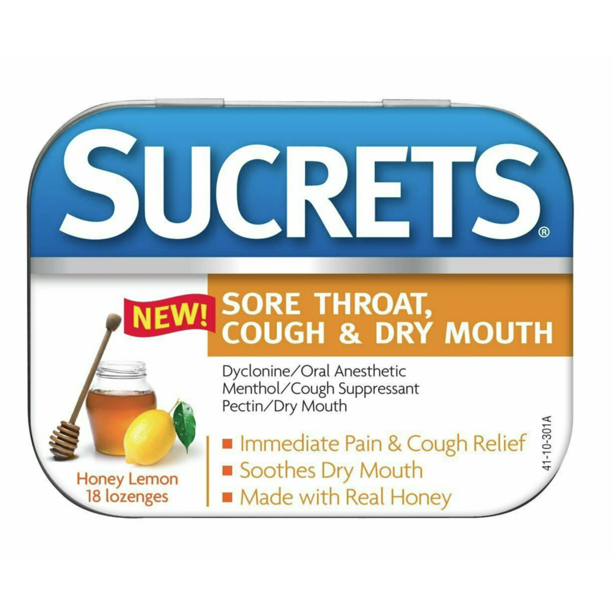 Sucrets Dry Mouth Lozenges Honey Lemon Cough & Pain Relief 18 CT - Pharmaful