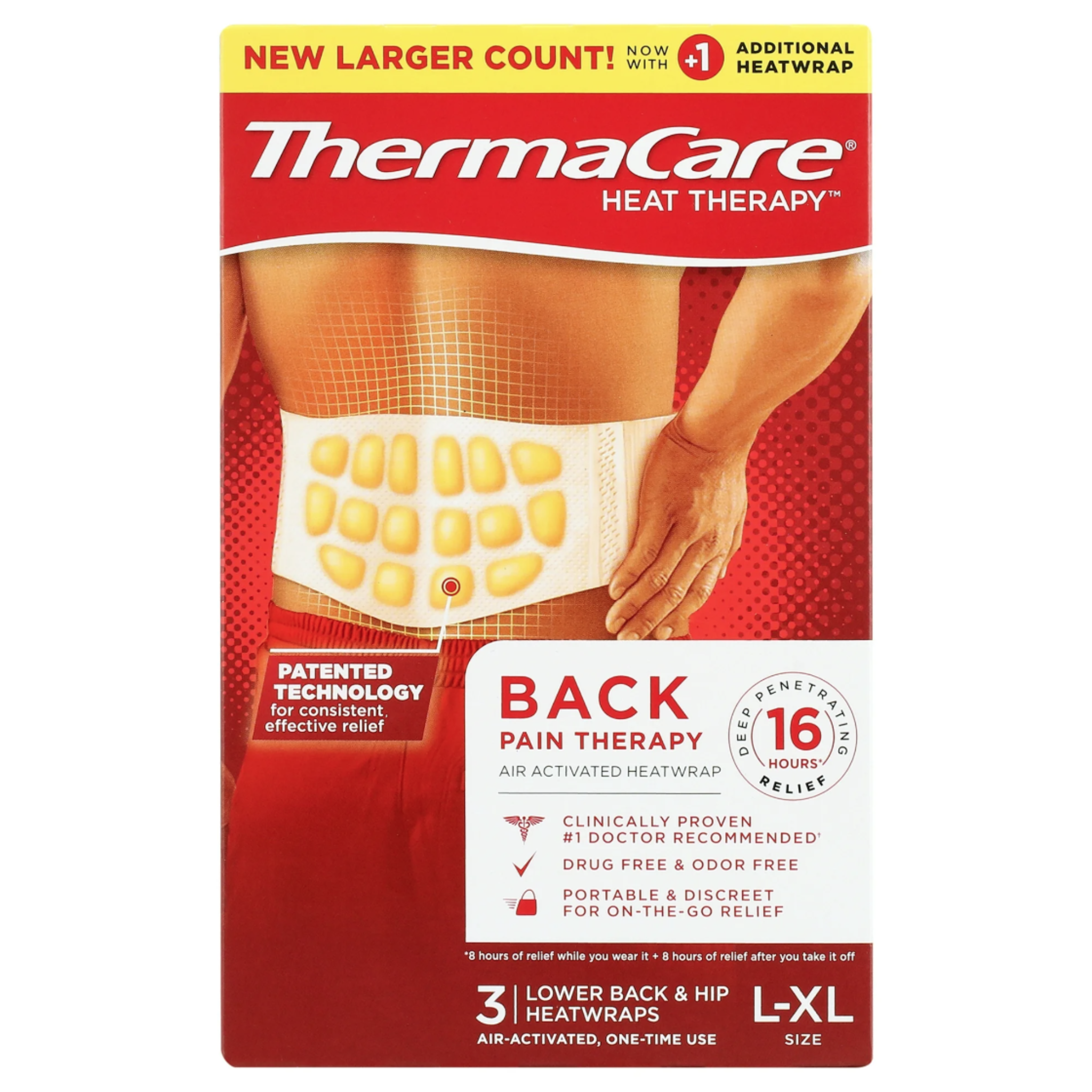 ThermaCare Lower Back & Hip Pain Relief Heat Wraps, Large/Extra-Large, 3 Ct - Pharmaful