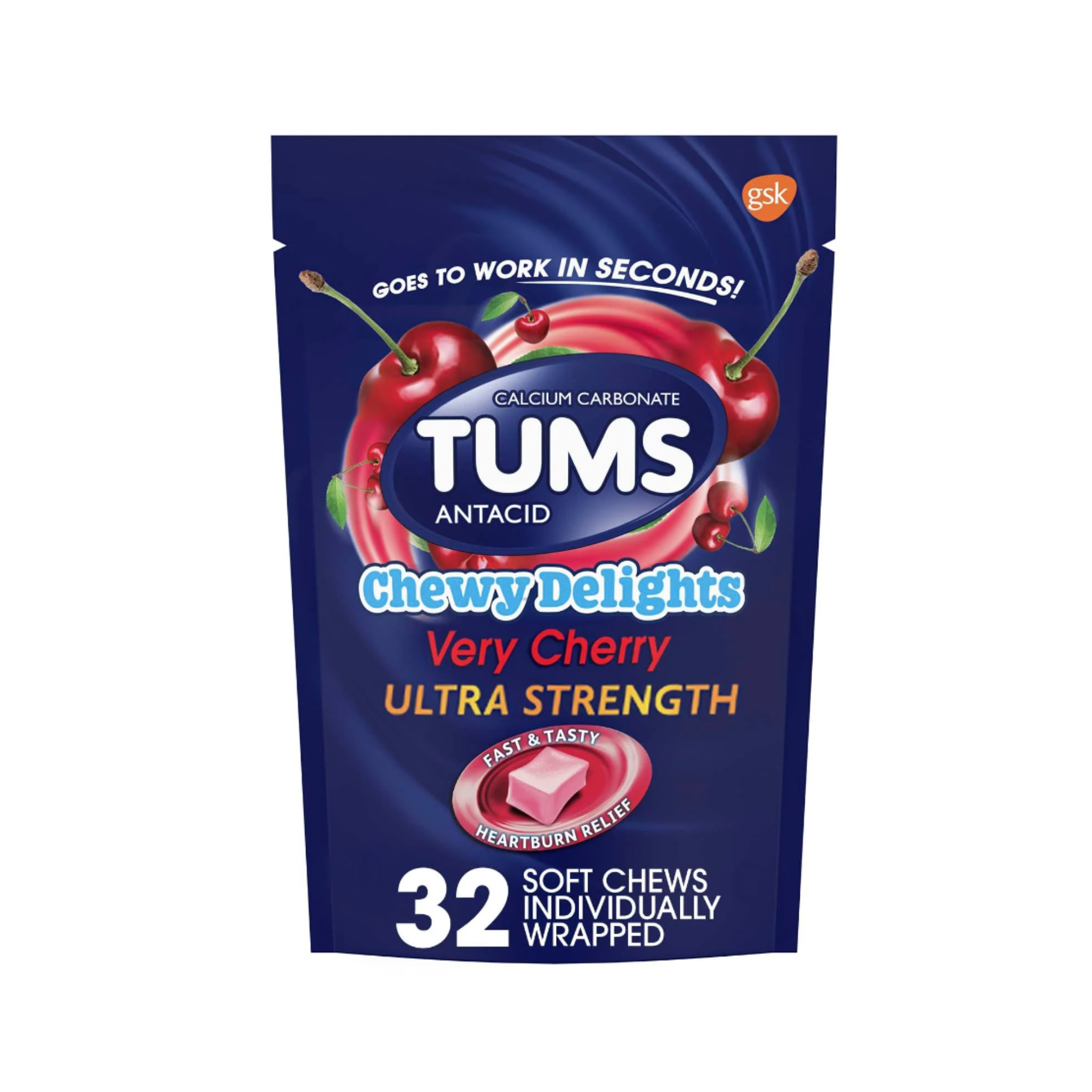 Tums Chewy Delights Ultra Strength Soft Chews, Very Cherry, 32 Count - Pharmaful